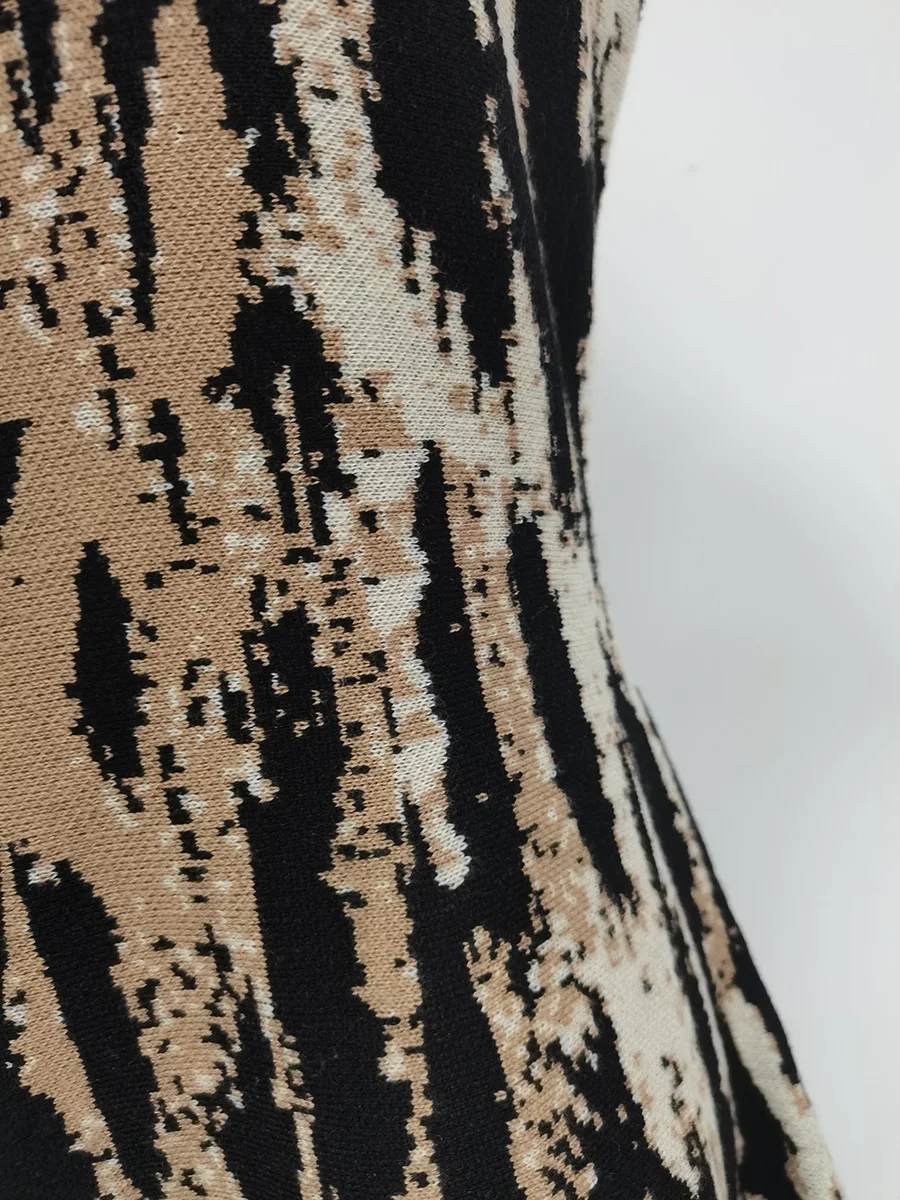 TWOTWINSTYLE Leopard Slimming Fashion Dresses for Women Round Neck Short Sleeves High Waist Casual Mini Dress Female Clothing