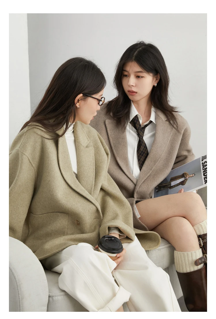 CHIC VEN New Women Woolen Coat Loose Solid Mid-length Double-sided Oversized Office Ladies Jackets Outerwear Autumn Winter 2026