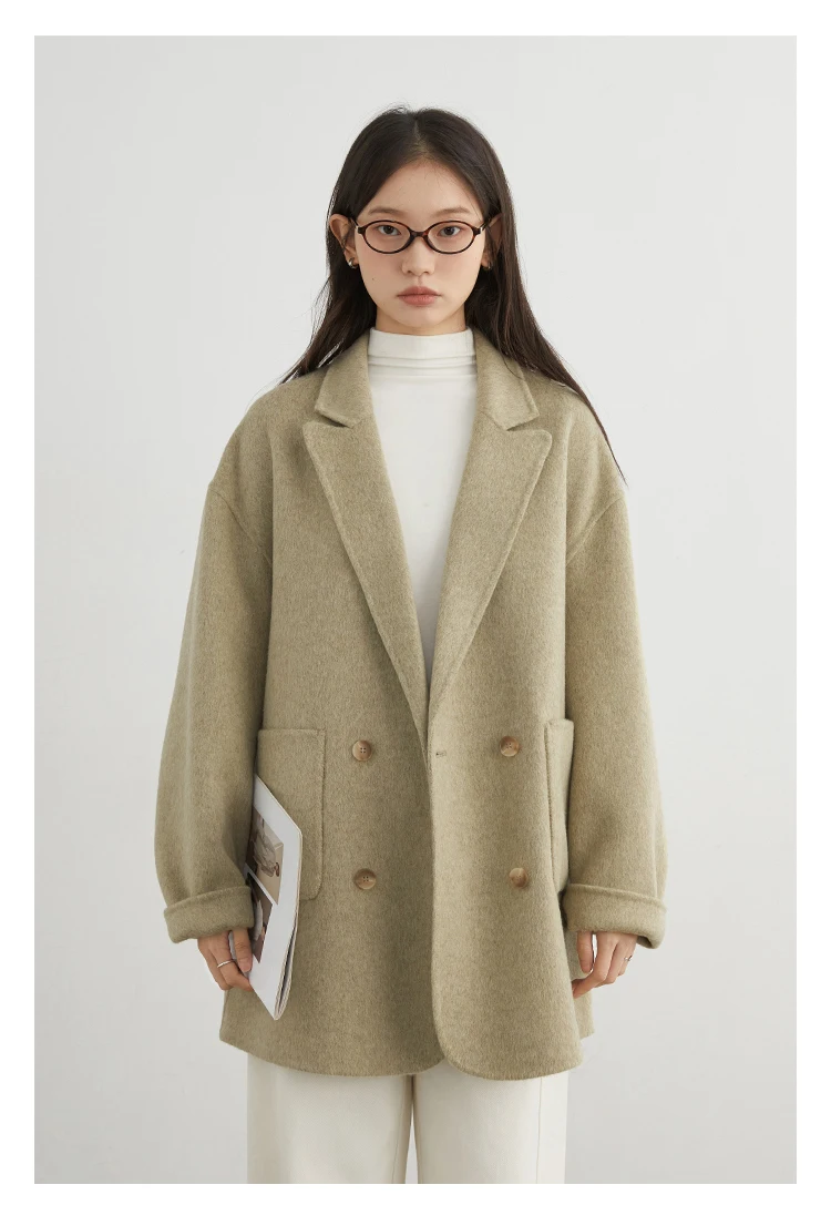 CHIC VEN New Women Woolen Coat Loose Solid Mid-length Double-sided Oversized Office Ladies Jackets Outerwear Autumn Winter 2026