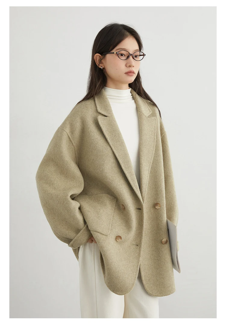 CHIC VEN New Women Woolen Coat Loose Solid Mid-length Double-sided Oversized Office Ladies Jackets Outerwear Autumn Winter 2026
