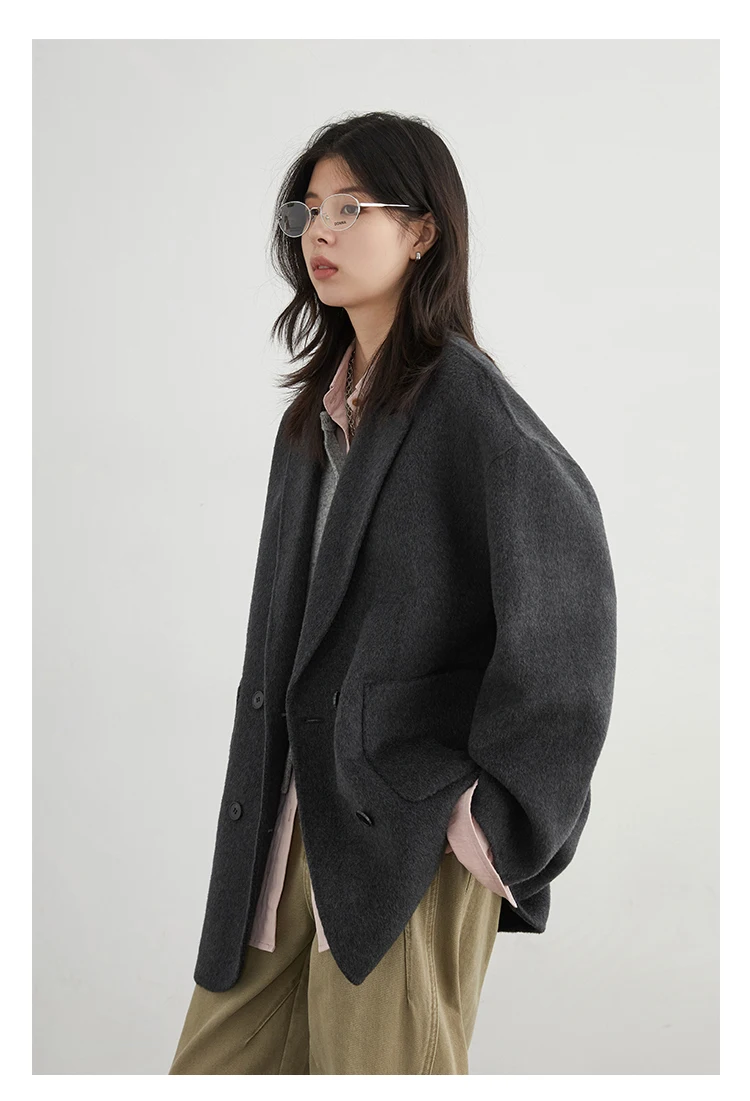 CHIC VEN New Women Woolen Coat Loose Solid Mid-length Double-sided Oversized Office Ladies Jackets Outerwear Autumn Winter 2026