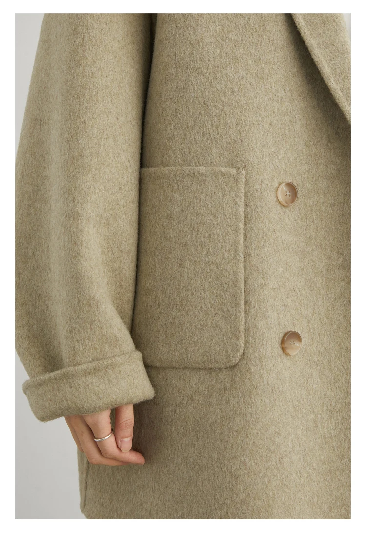 CHIC VEN New Women Woolen Coat Loose Solid Mid-length Double-sided Oversized Office Ladies Jackets Outerwear Autumn Winter 2026