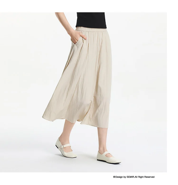 Semir Womens Skirt 2026 Elastic Waist Draped Split A Line Tops Loose Casual Style Soft Elegant Comfortable Daily Wear
