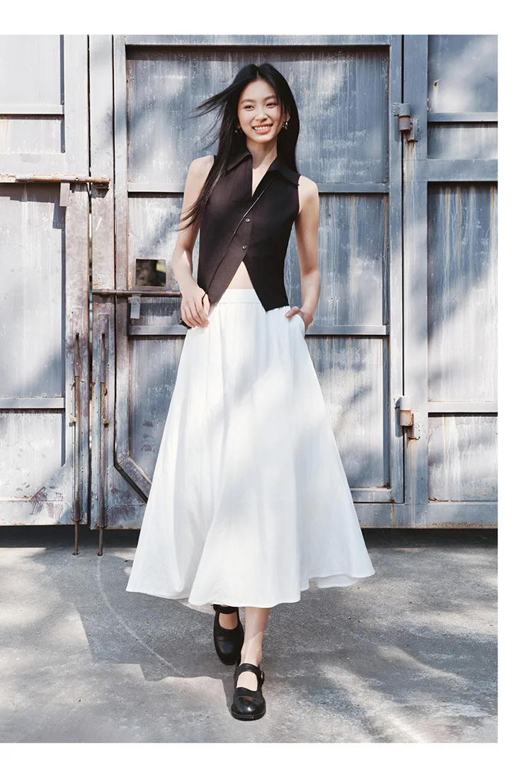 Semir Womens Skirt 2026 Elastic Waist Draped Split A Line Tops Loose Casual Style Soft Elegant Comfortable Daily Wear