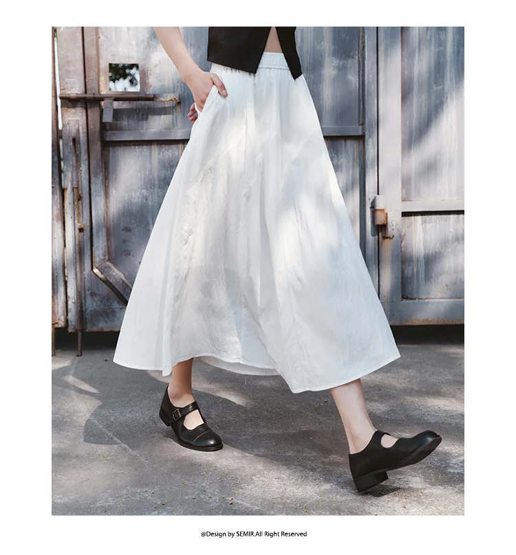 Semir Womens Skirt 2026 Elastic Waist Draped Split A Line Tops Loose Casual Style Soft Elegant Comfortable Daily Wear