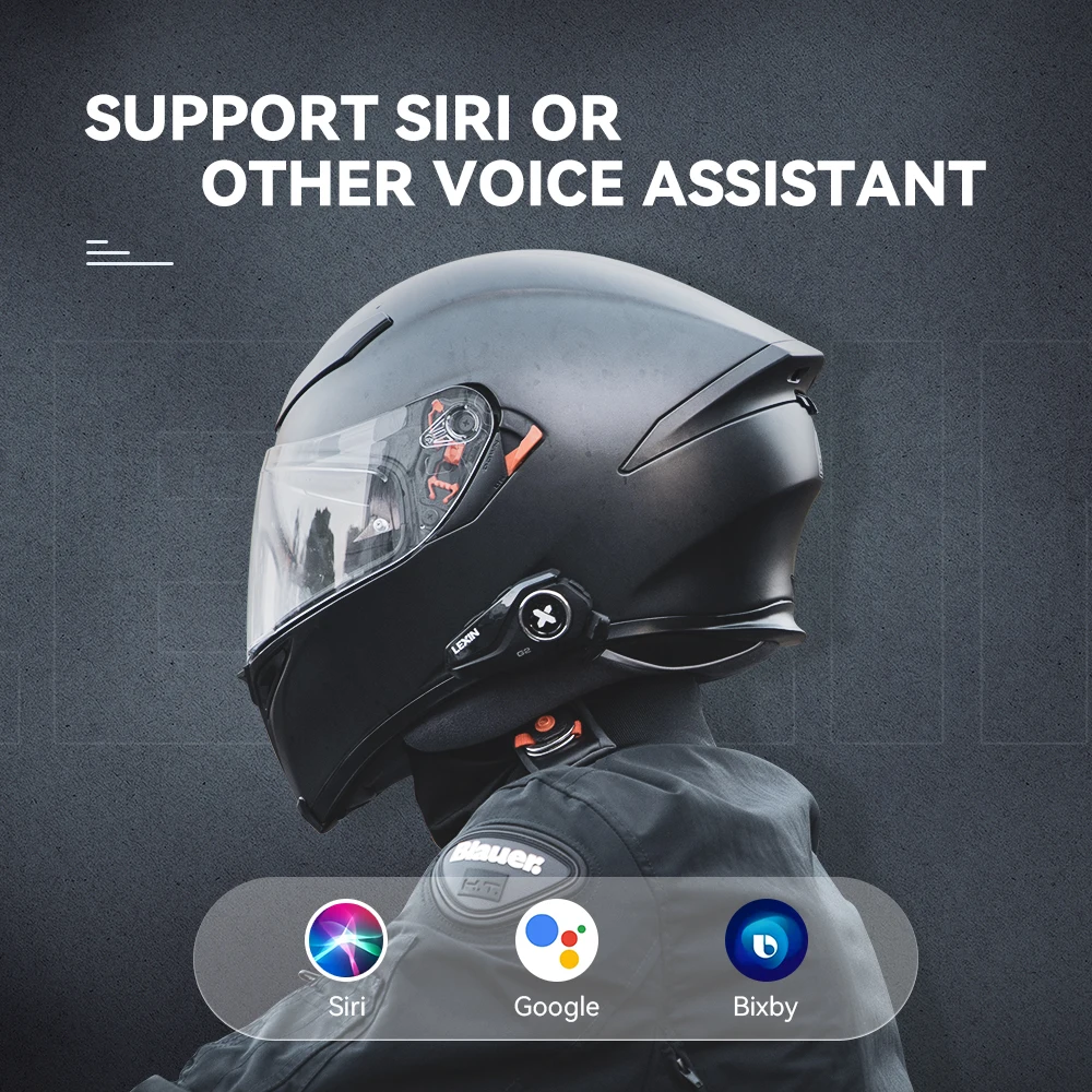 Lexin G2P Motorcycle Intercom Helmet Bluetooth Headsets,Handsfree Communicator Up to 6 Riders Interphone with FM Radio