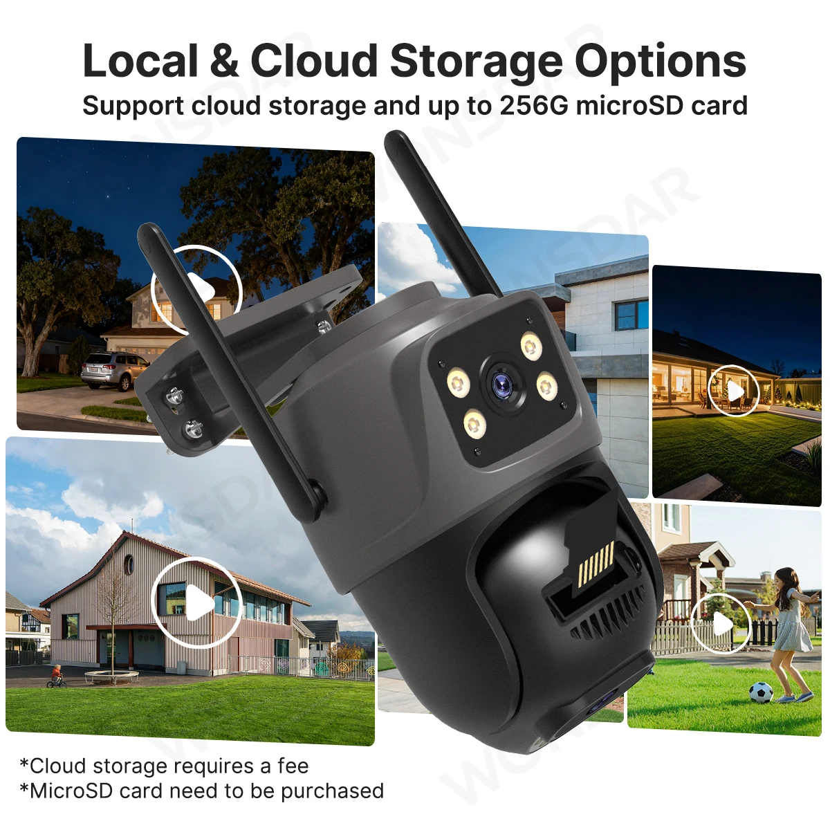 WONSDAR WIFI IP Camera Outdoor Dual Lens Security Camera 4K 8MP Ai Human Detection Security Protection Waterproof Camera PTZ ICsee