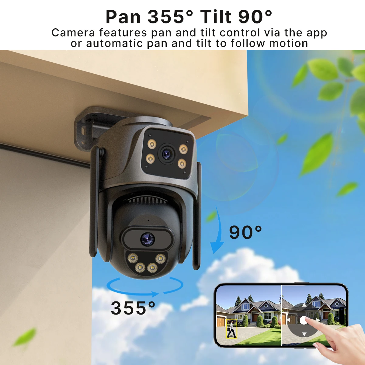 WONSDAR WIFI IP Camera Outdoor Dual Lens Security Camera 4K 8MP Ai Human Detection Security Protection Waterproof Camera PTZ ICsee
