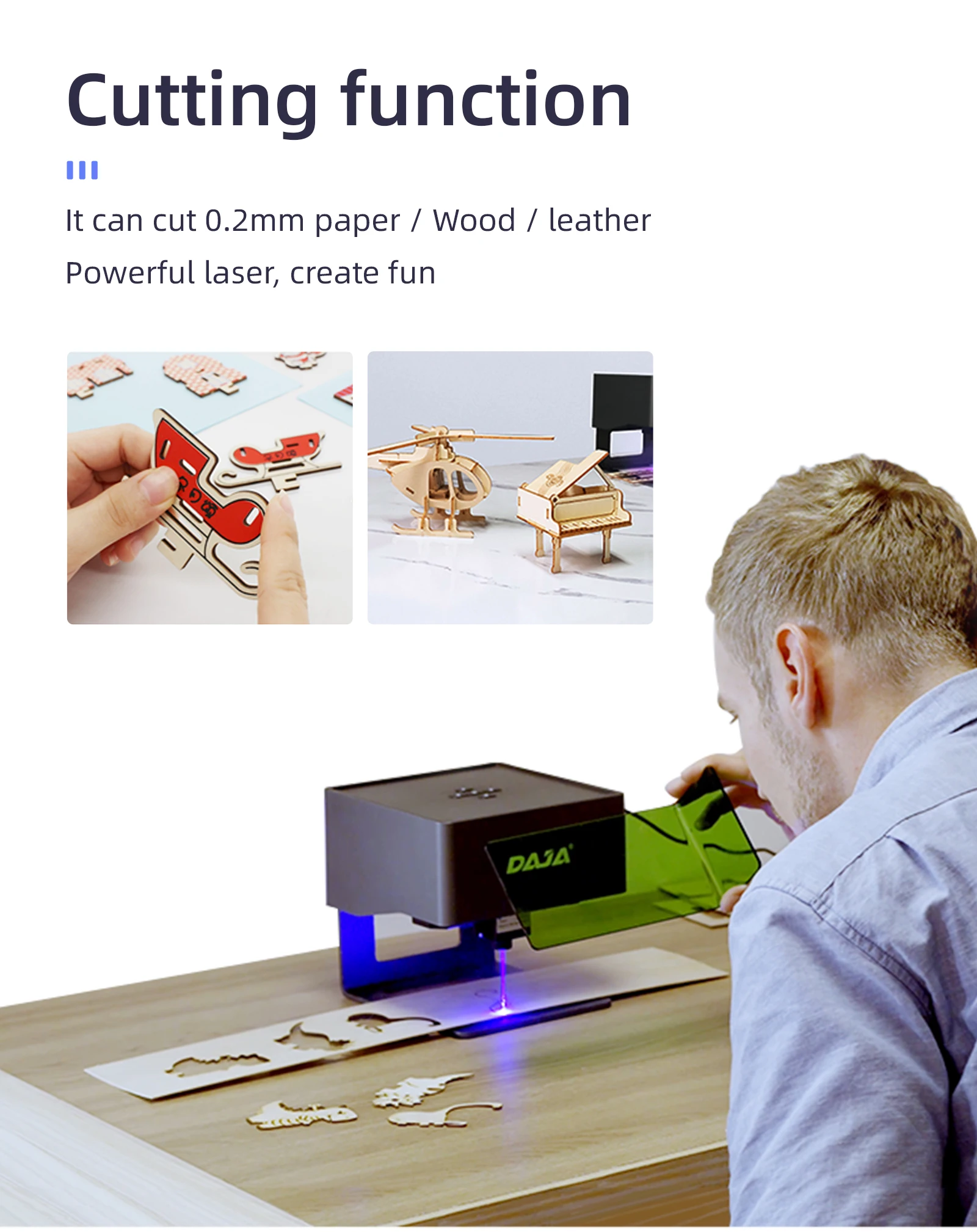 DAJA Laser Engraver CNC Diy DJ6 Laser Engraving Machine 3000mw Fast Mini Logo Mark Printer Cutter Woodworking Wood Plastic