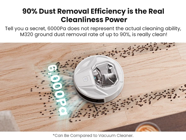 Lefant M320 6000Pa Powerful Suction Robot Vacuum Cleaner with Mop ,210 Mins Runtime,800ML Visible Dustbin,Carpet Detection