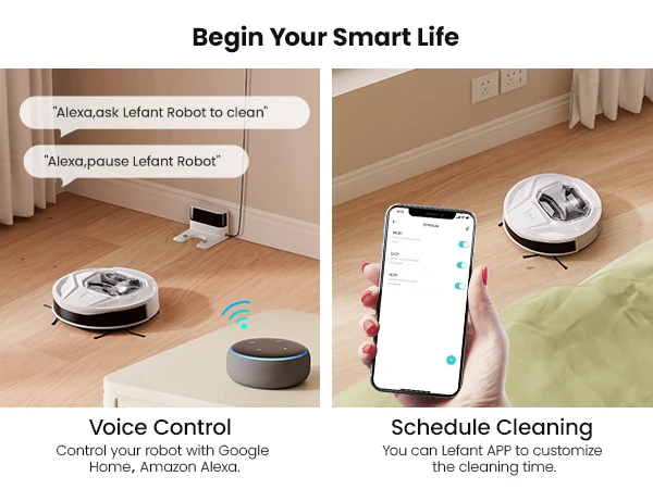 Lefant M320 6000Pa Powerful Suction Robot Vacuum Cleaner with Mop ,210 Mins Runtime,800ML Visible Dustbin,Carpet Detection