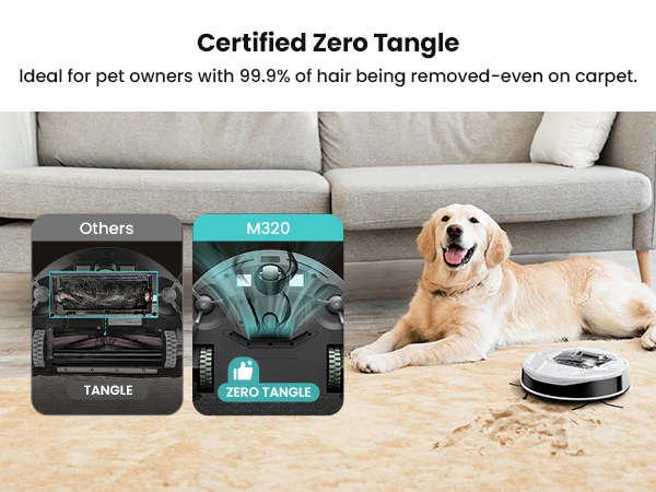 Lefant M320 6000Pa Powerful Suction Robot Vacuum Cleaner with Mop ,210 Mins Runtime,800ML Visible Dustbin,Carpet Detection