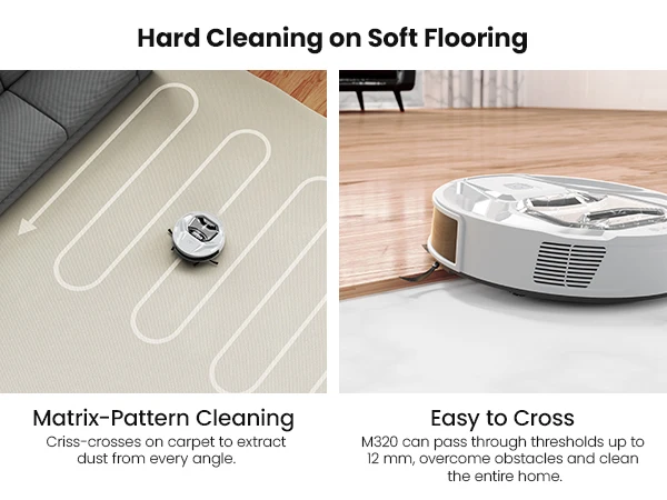 Lefant M320 6000Pa Powerful Suction Robot Vacuum Cleaner with Mop ,210 Mins Runtime,800ML Visible Dustbin,Carpet Detection