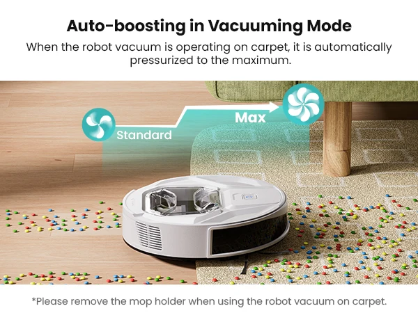 Lefant M320 6000Pa Powerful Suction Robot Vacuum Cleaner with Mop ,210 Mins Runtime,800ML Visible Dustbin,Carpet Detection