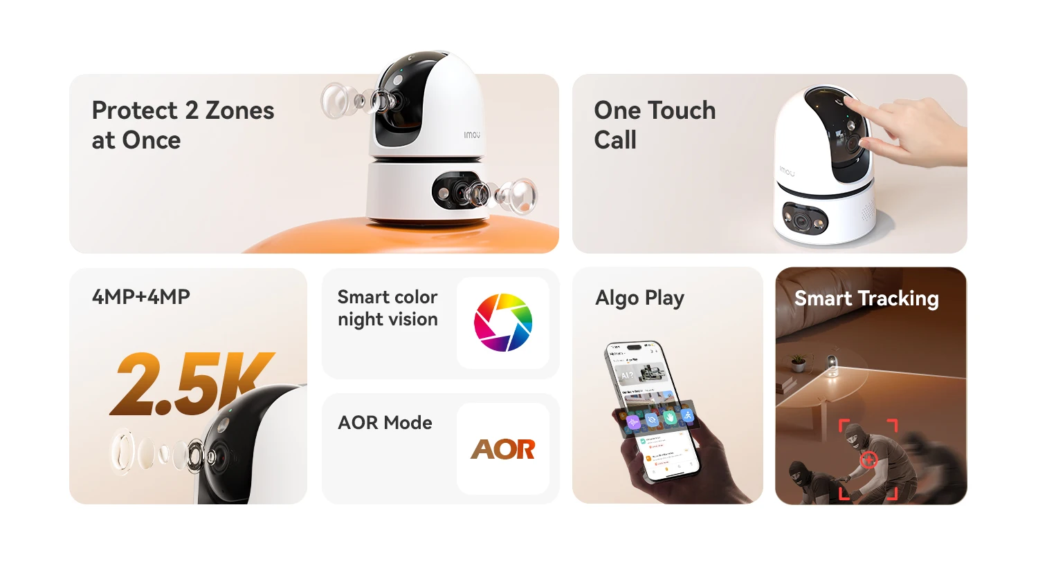 IMOU Ranger dual Pro 10MP Indoor Wifi PTZ Security Camera with One-touch Video Call AI Human & Pet Detection Two-Way Audio for Baby Monitor