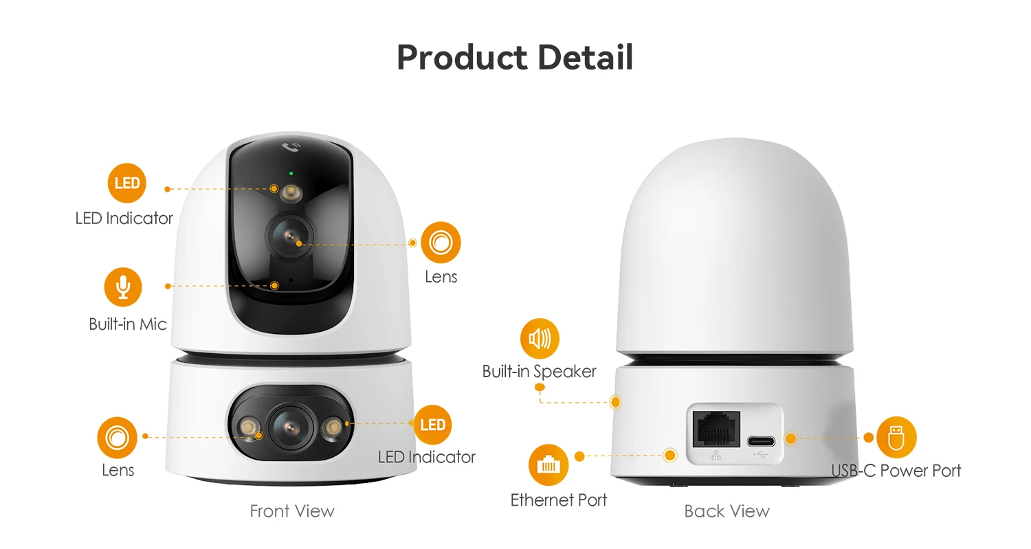 IMOU Ranger dual Pro 10MP Indoor Wifi PTZ Security Camera with One-touch Video Call AI Human & Pet Detection Two-Way Audio for Baby Monitor