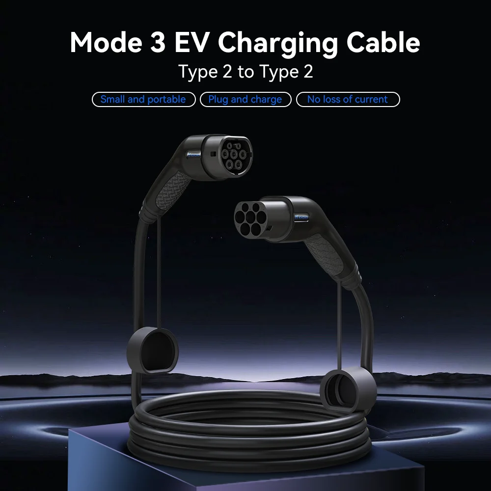 Khons EV Charging Cable Type2 To Type2 Charger Cable 22kw 32A EV Charger Female Plug To Male Plug EVSE Charging 5M TPU Cable