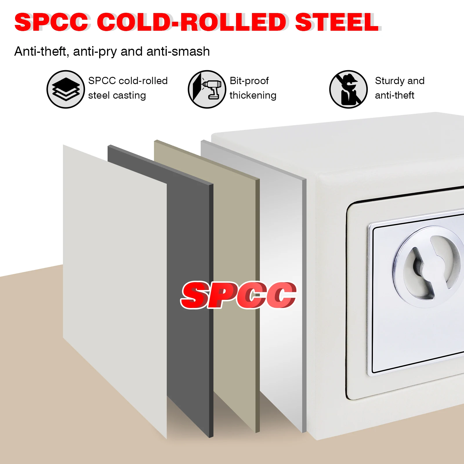 Safes for Home Fireproof Waterproof with 2 Manual Override Keys,Security Safe Cash Box with Double Digital Keypad and Key