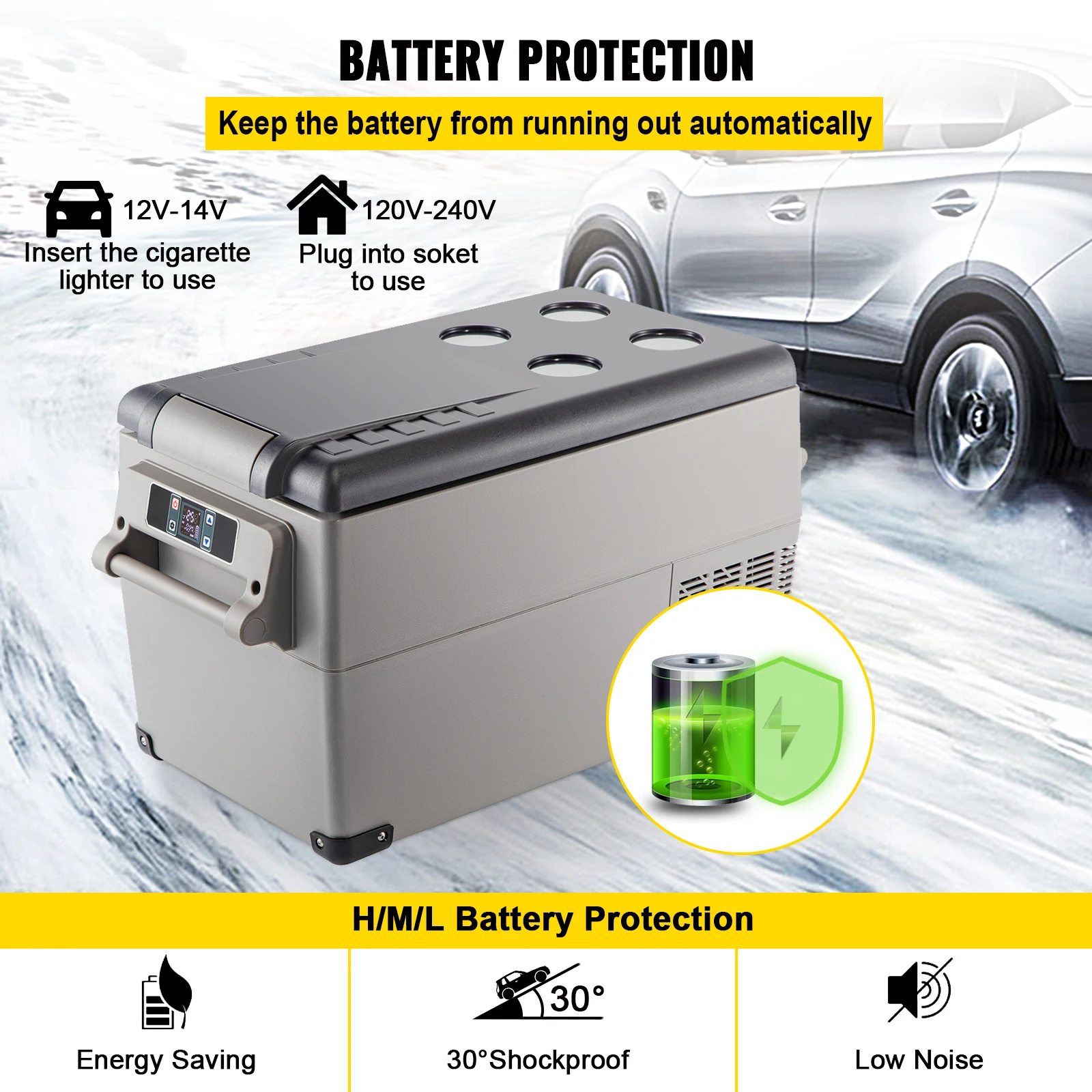 SucceBuy 20L 22L 35L 45L 55L Car Refrigerator Mini Fridge Freezer Portable Compressor Cooler DC 110-240V Ice Box for Camping