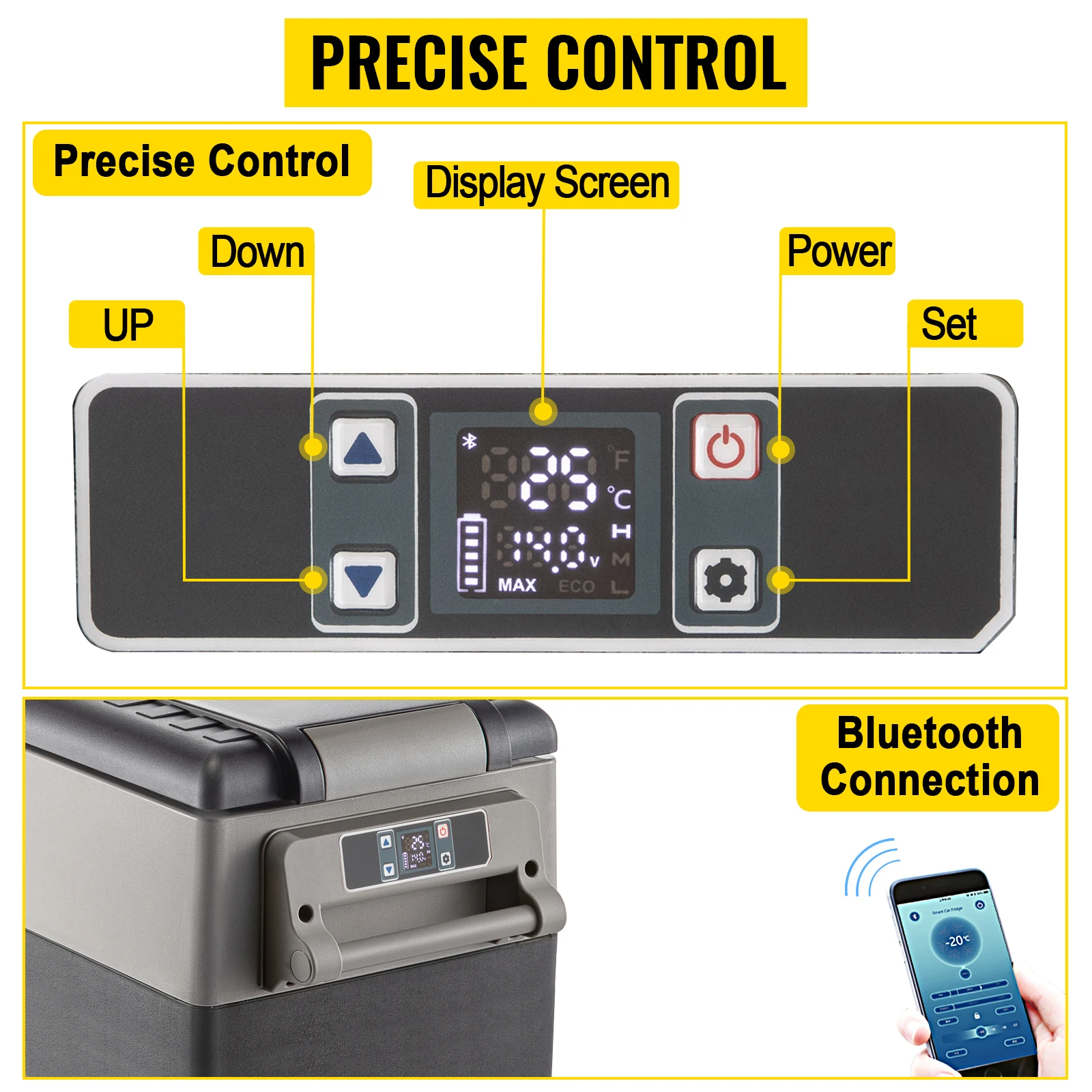 SucceBuy 20L 22L 35L 45L 55L Car Refrigerator Mini Fridge Freezer Portable Compressor Cooler DC 110-240V Ice Box for Camping