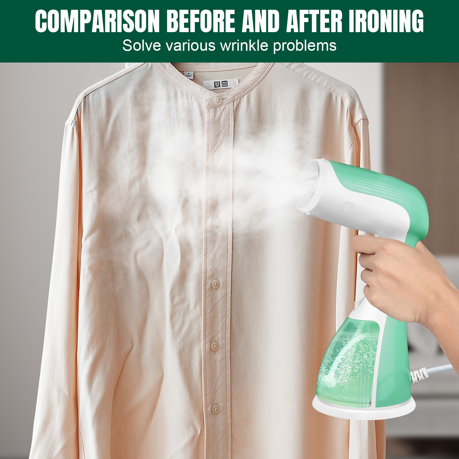DayPlus 4800W Garment Handheld Steamer Fabric Curtain Clothes Iron Heat Travel Steam DIY,Steamer for Clothes, Home 300ML Tank