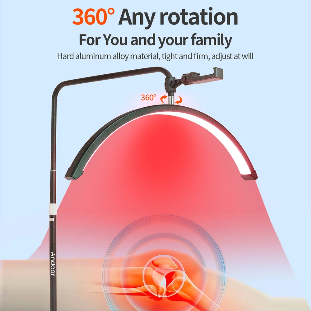 Andoer HD-M6XR 36W Floor LED Video Light Half-moon Shaped Fill Light Dimmable with 5600K White Light & Red Light 186cm Metal Lig