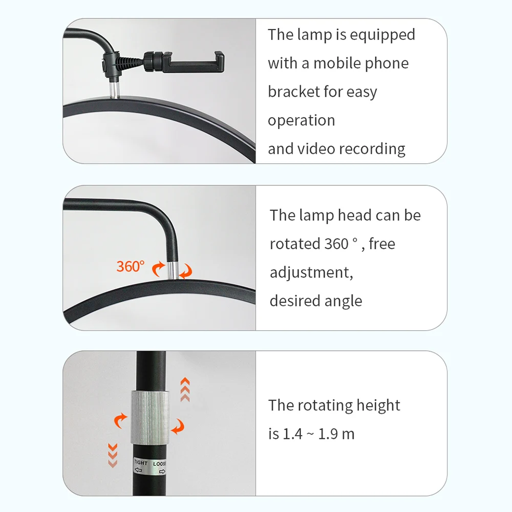 Andoer HD-M6XR 36W Floor LED Video Light Half-moon Shaped Fill Light Dimmable with 5600K White Light & Red Light 186cm Metal Lig