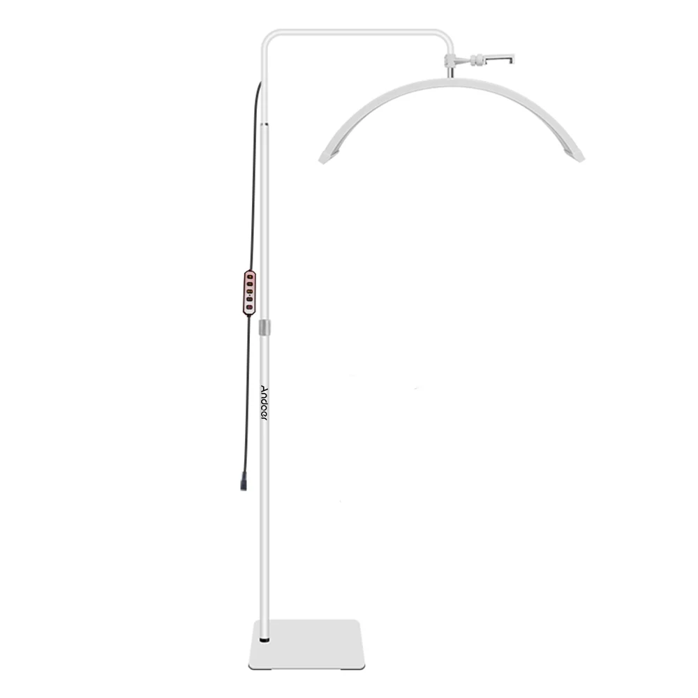 Andoer HD-M6XR 36W Floor LED Video Light Half-moon Shaped Fill Light Dimmable with 5600K White Light & Red Light 186cm Metal Lig