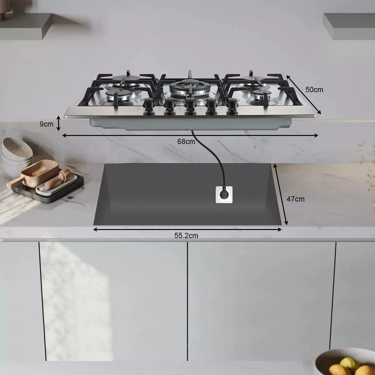 Topstrong 5 Burner Stainless Built-in Natural Gas Propane NG/LPG Gas Hob YYEUGCT-S05