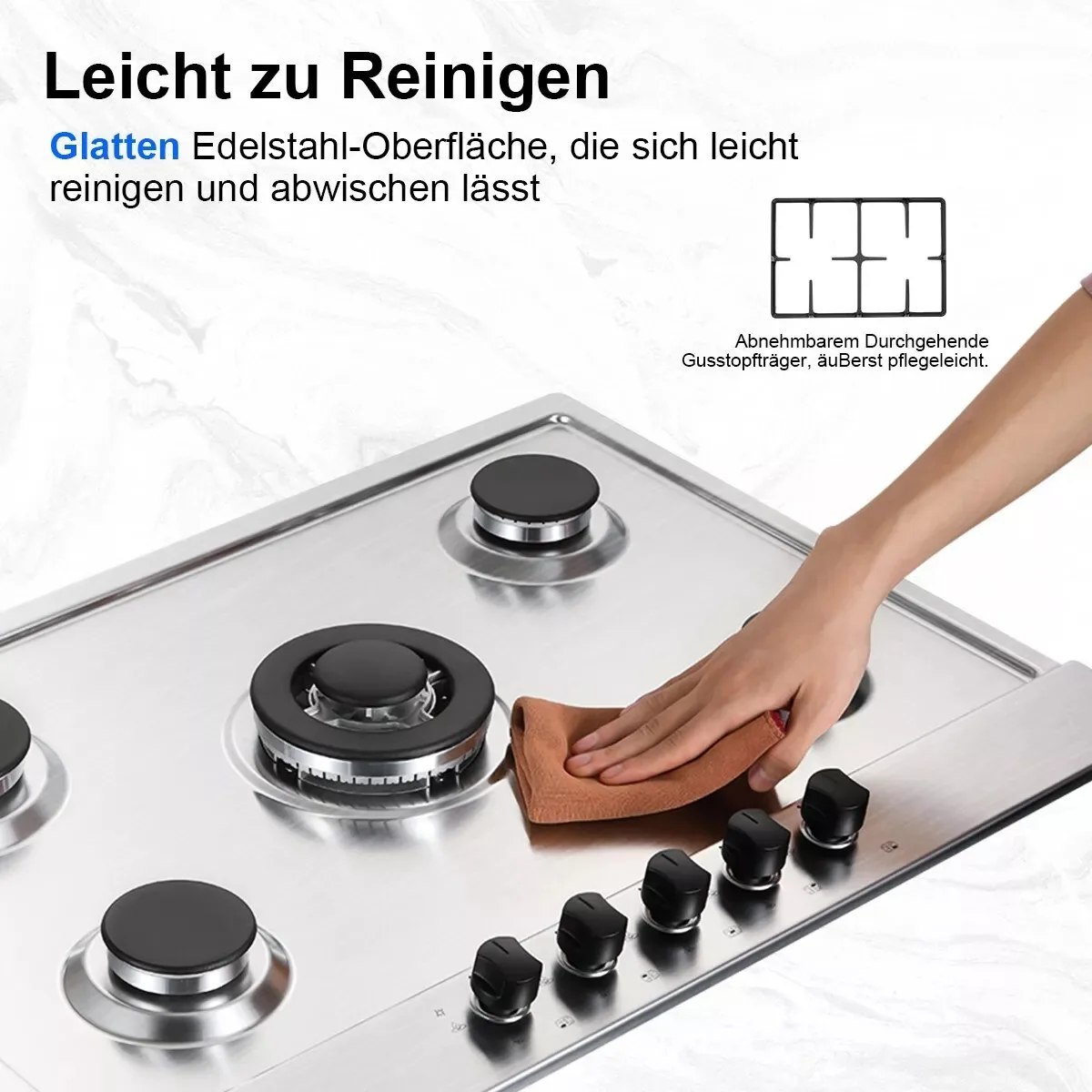 Topstrong 5 Burner Stainless Built-in Natural Gas Propane NG/LPG Gas Hob YYEUGCT-S05