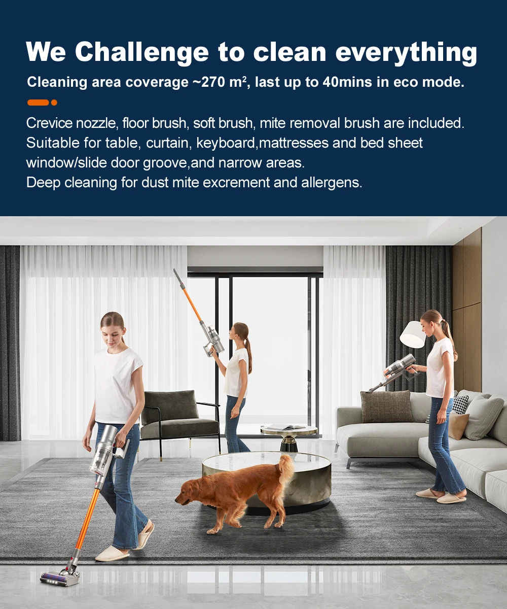 Wireless Handheld Vacuum Cleaner ABIR VC205,27000PA,Smart Dust Detction, Big Touch Screen,Auto Speed,Smart Vacuum for Pet Home