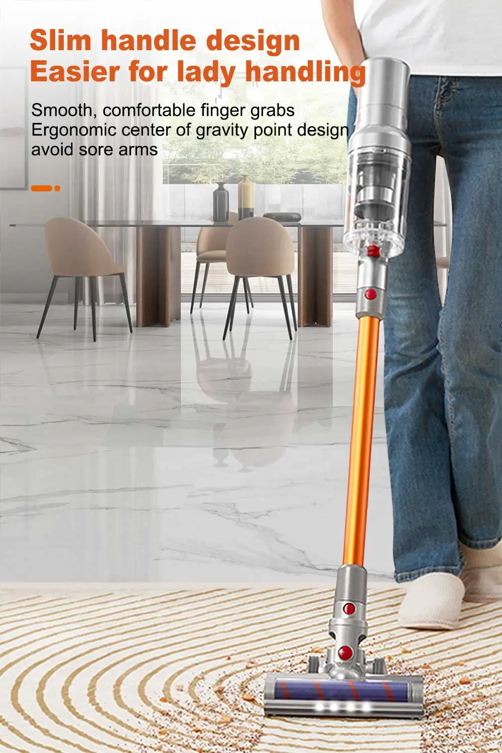Wireless Handheld Vacuum Cleaner ABIR VC205,27000PA,Smart Dust Detction, Big Touch Screen,Auto Speed,Smart Vacuum for Pet Home