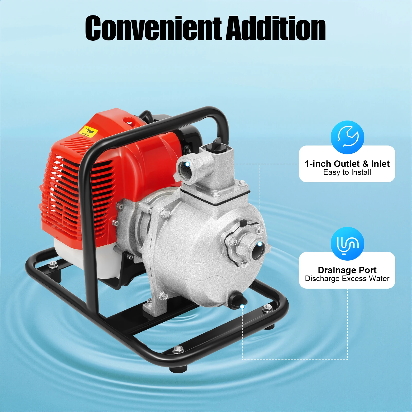 1.25KW Water Pump Anti-Rust Air-Cooled 1In Gas-Powered Power Multi-function Equipment for Firefighting and Fishpond Aquaculture