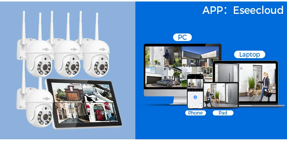 Hiseeu 3/5MP 10CH NVR with 10.1" Monitor Wireless Security Cameras Kit Outdoor Waterproof IP Camera Surveillance CCTV System Set