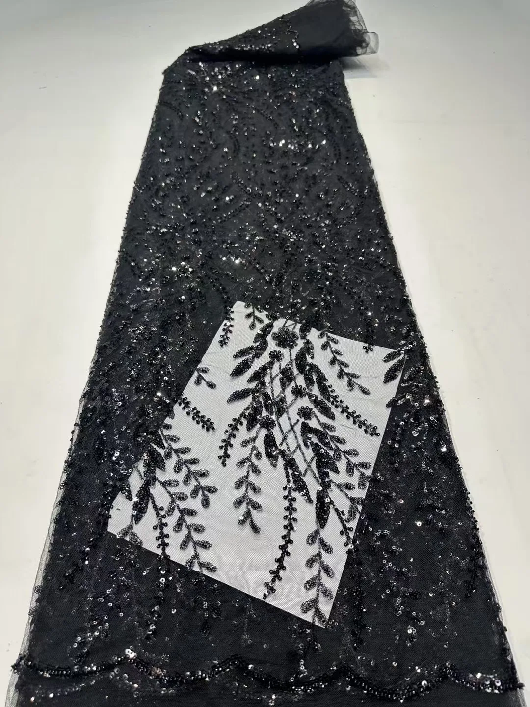 French Lace Fabrics 2026 High Quality African Beaded Embroidered Nigerian Sequins Tulle Lace 5 Yards For Sewing Party Dresses