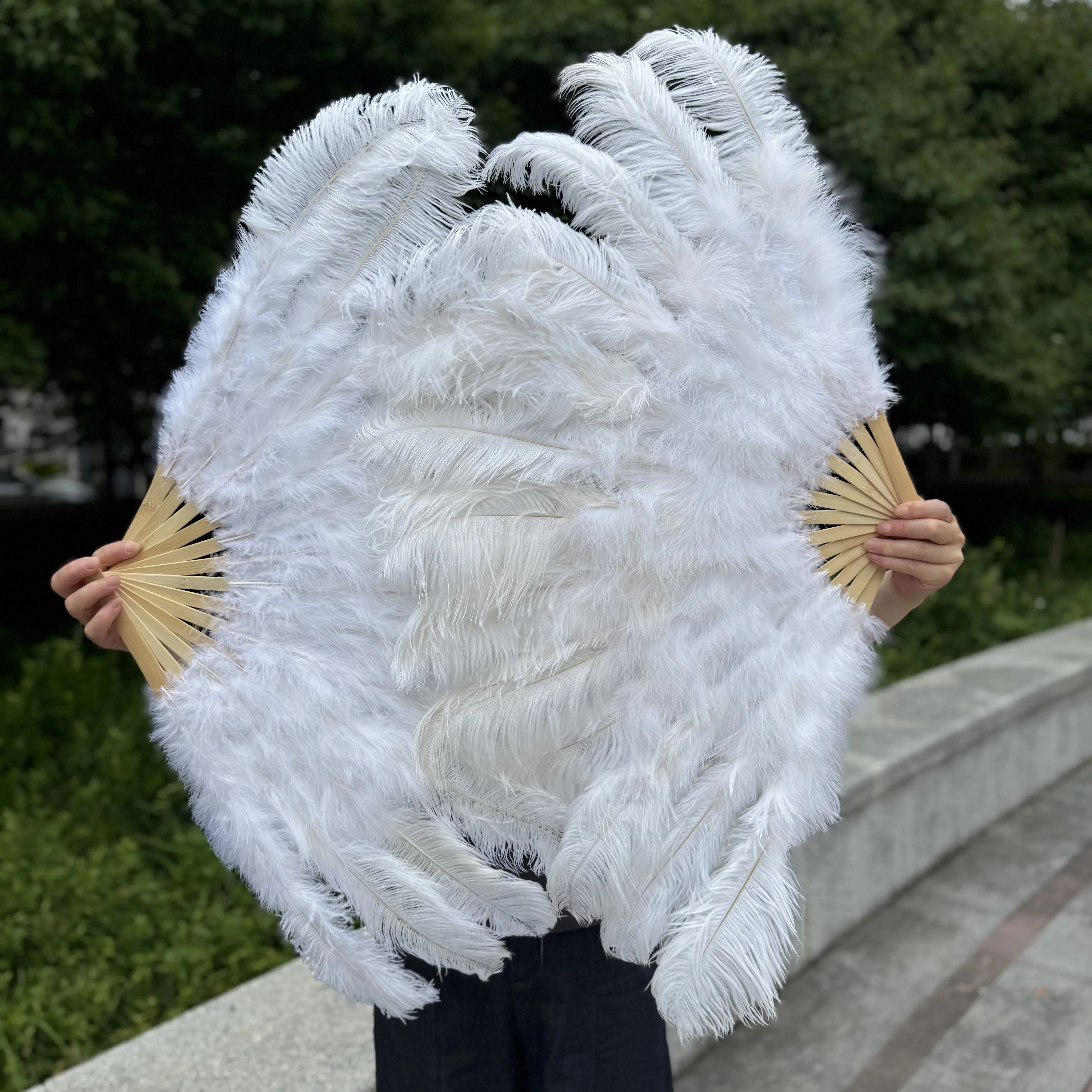 100/130Cm Big Pink Ostrich Feather Dance Fans Foldable Hand Held Plume Fan Decorate Halloween Party Belly Craft Accessories