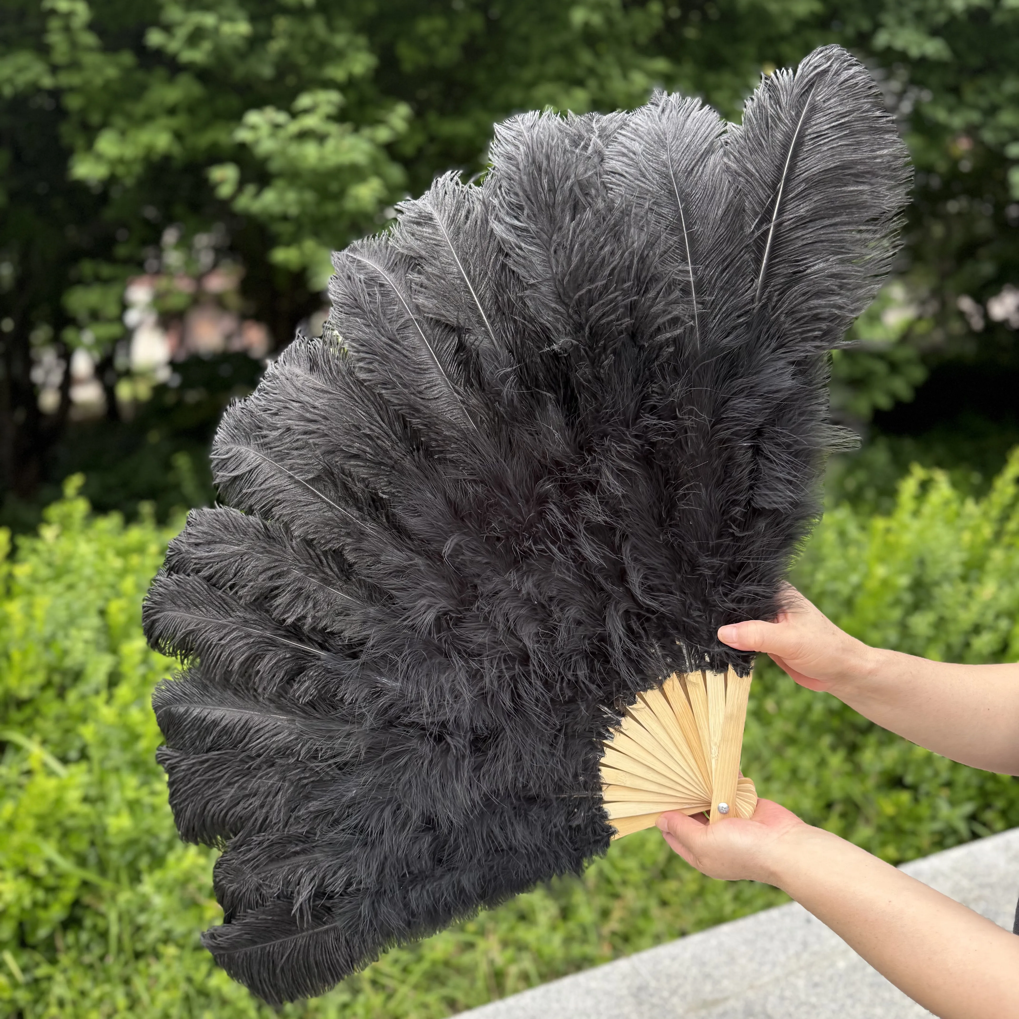 100/130Cm Big Pink Ostrich Feather Dance Fans Foldable Hand Held Plume Fan Decorate Halloween Party Belly Craft Accessories
