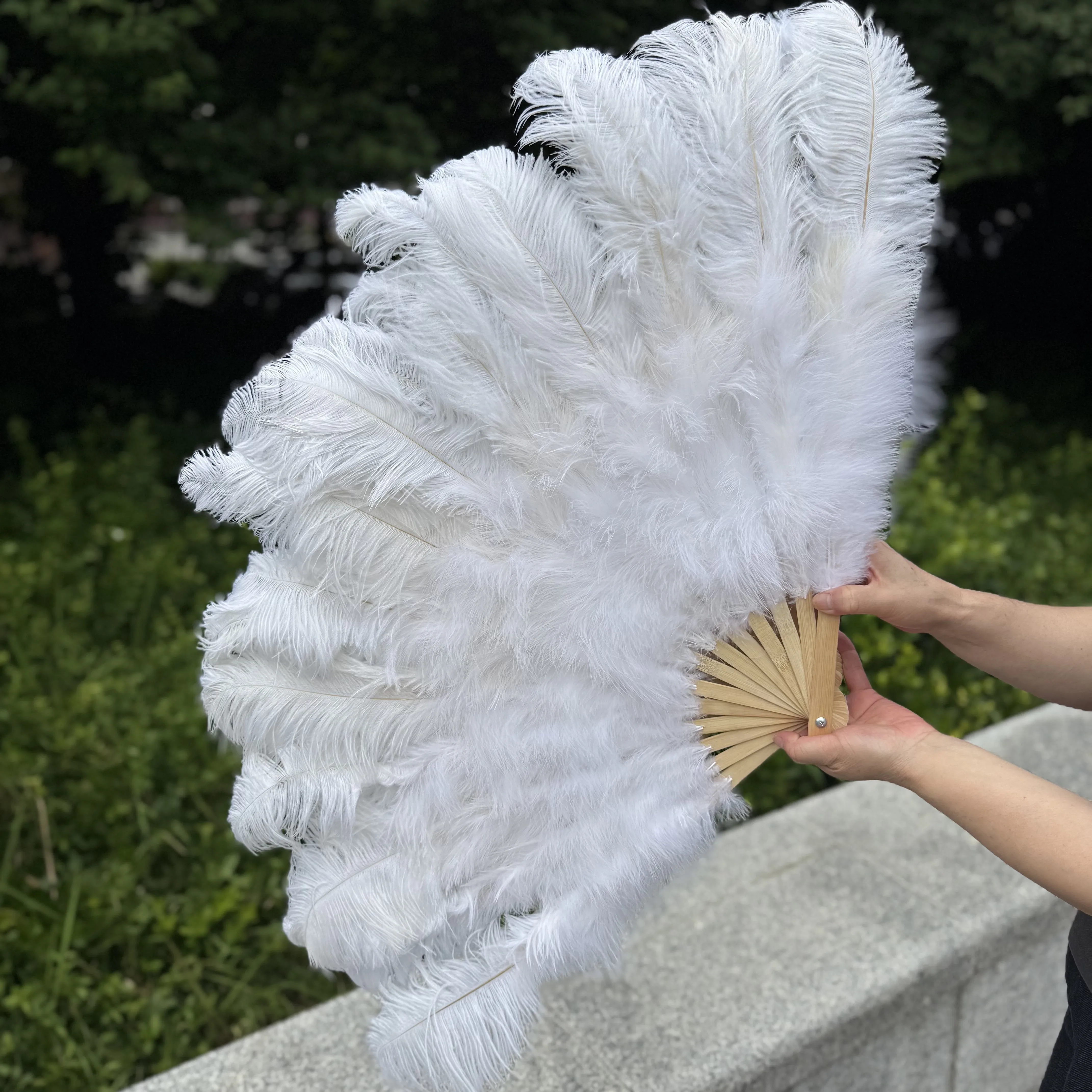 100/130Cm Big Pink Ostrich Feather Dance Fans Foldable Hand Held Plume Fan Decorate Halloween Party Belly Craft Accessories