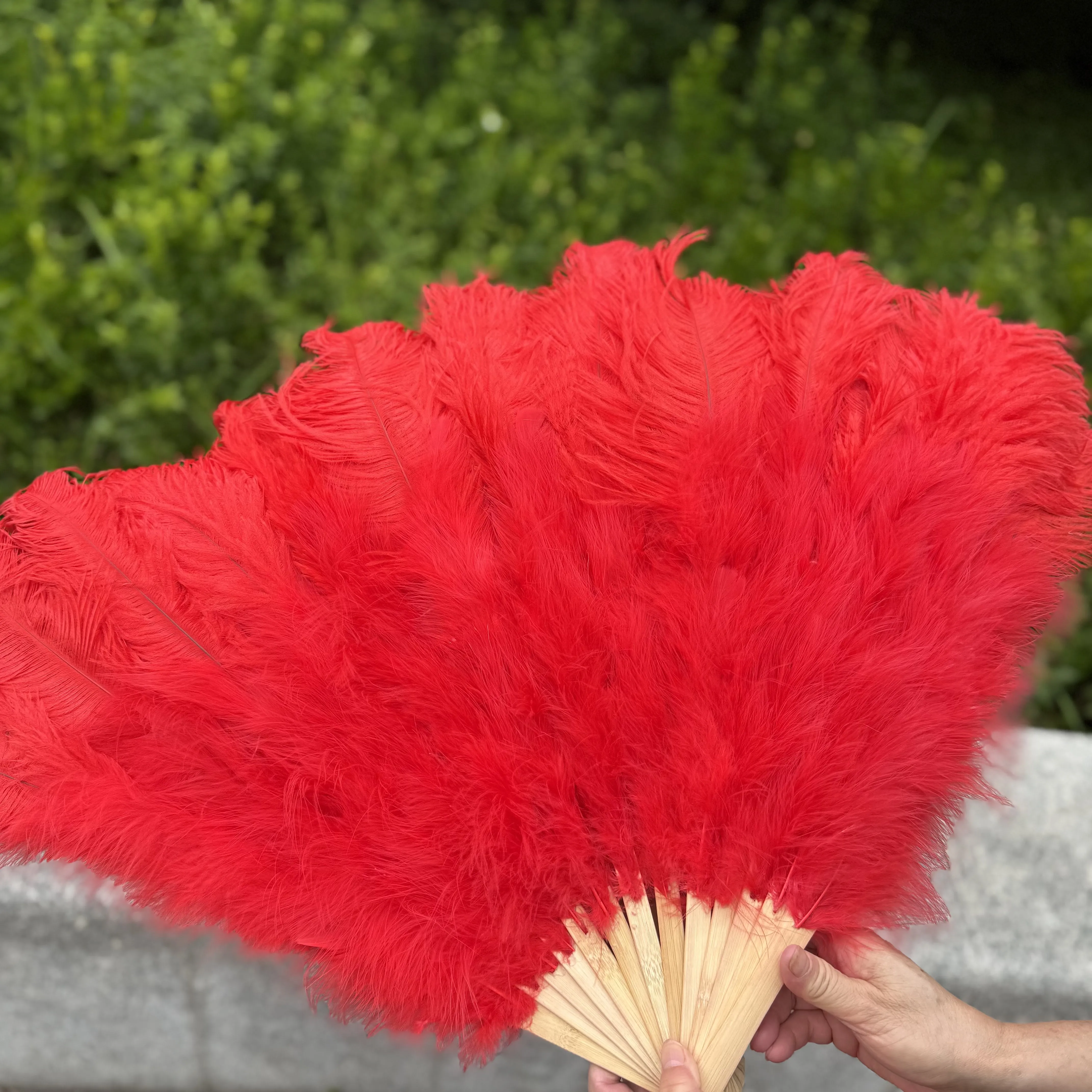 100/130Cm Big Pink Ostrich Feather Dance Fans Foldable Hand Held Plume Fan Decorate Halloween Party Belly Craft Accessories