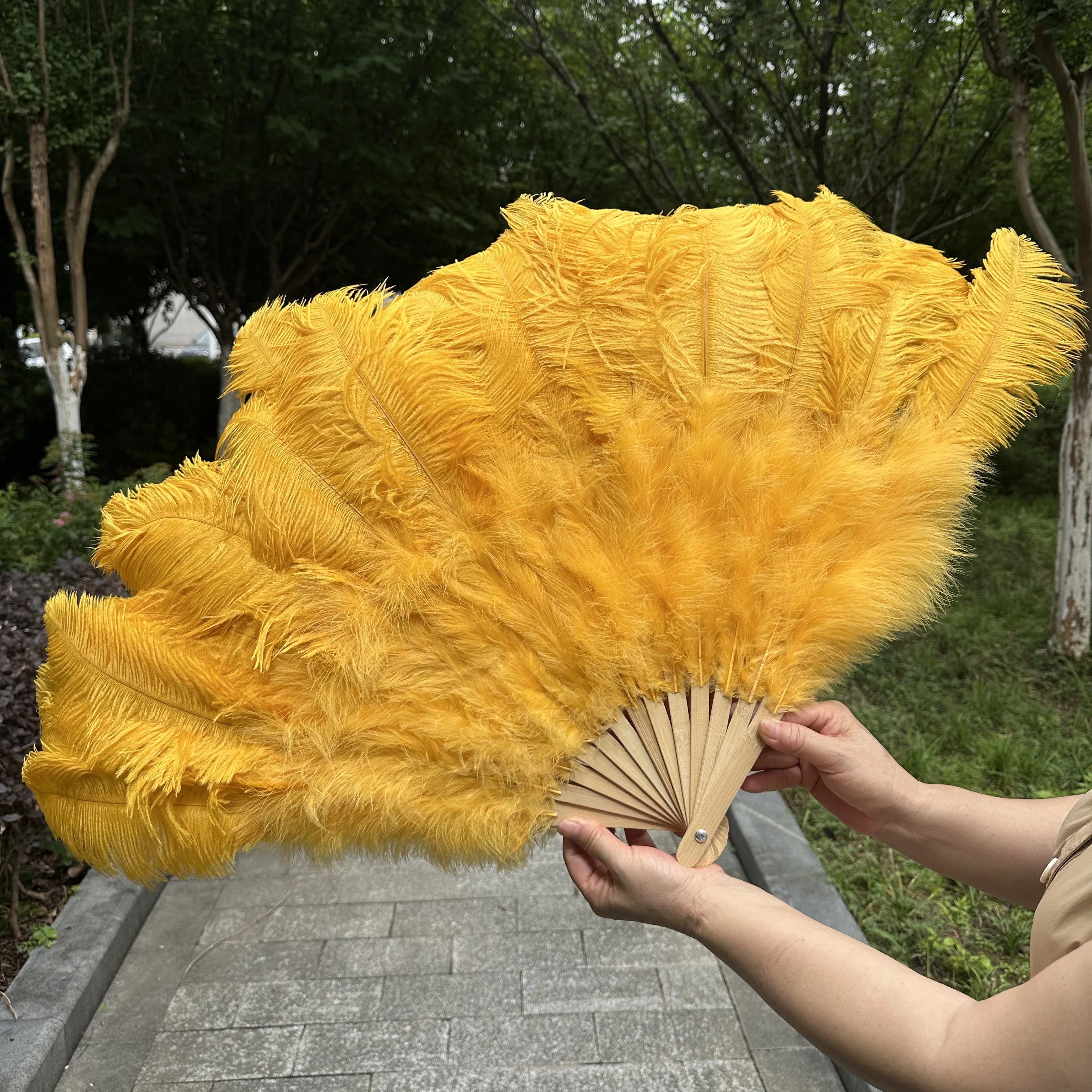 100/130Cm Big Pink Ostrich Feather Dance Fans Foldable Hand Held Plume Fan Decorate Halloween Party Belly Craft Accessories