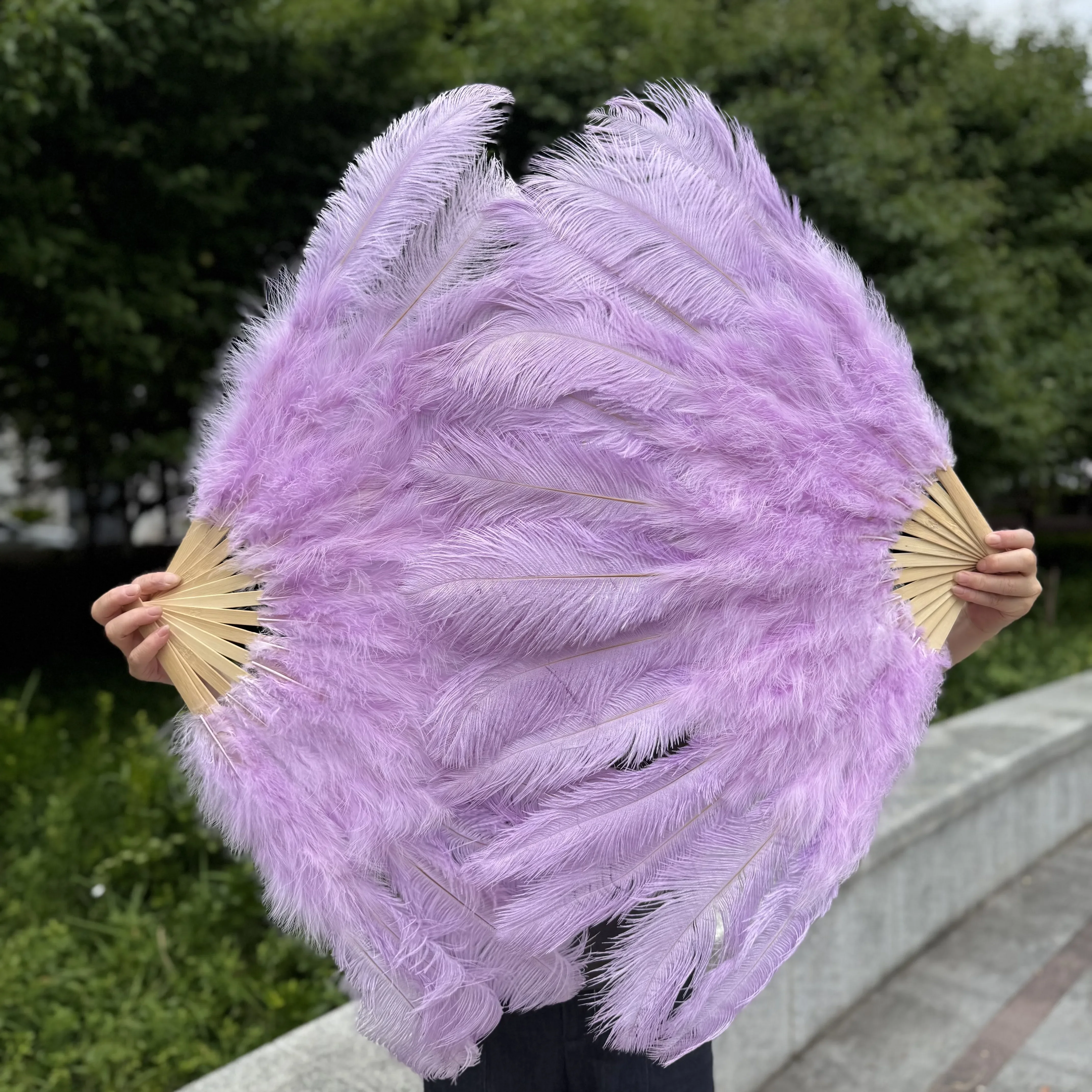 100/130Cm Big Pink Ostrich Feather Dance Fans Foldable Hand Held Plume Fan Decorate Halloween Party Belly Craft Accessories