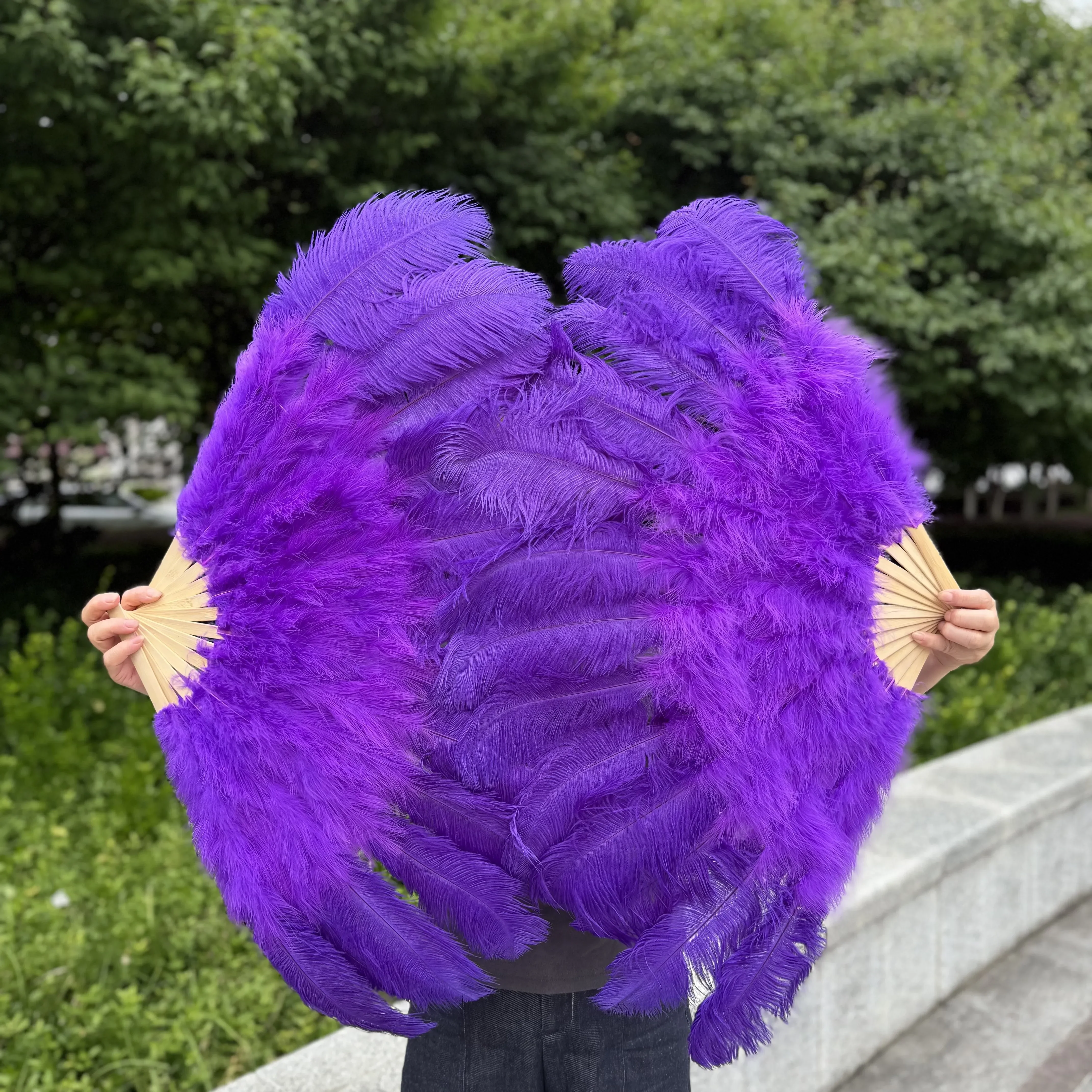 100/130Cm Big Pink Ostrich Feather Dance Fans Foldable Hand Held Plume Fan Decorate Halloween Party Belly Craft Accessories