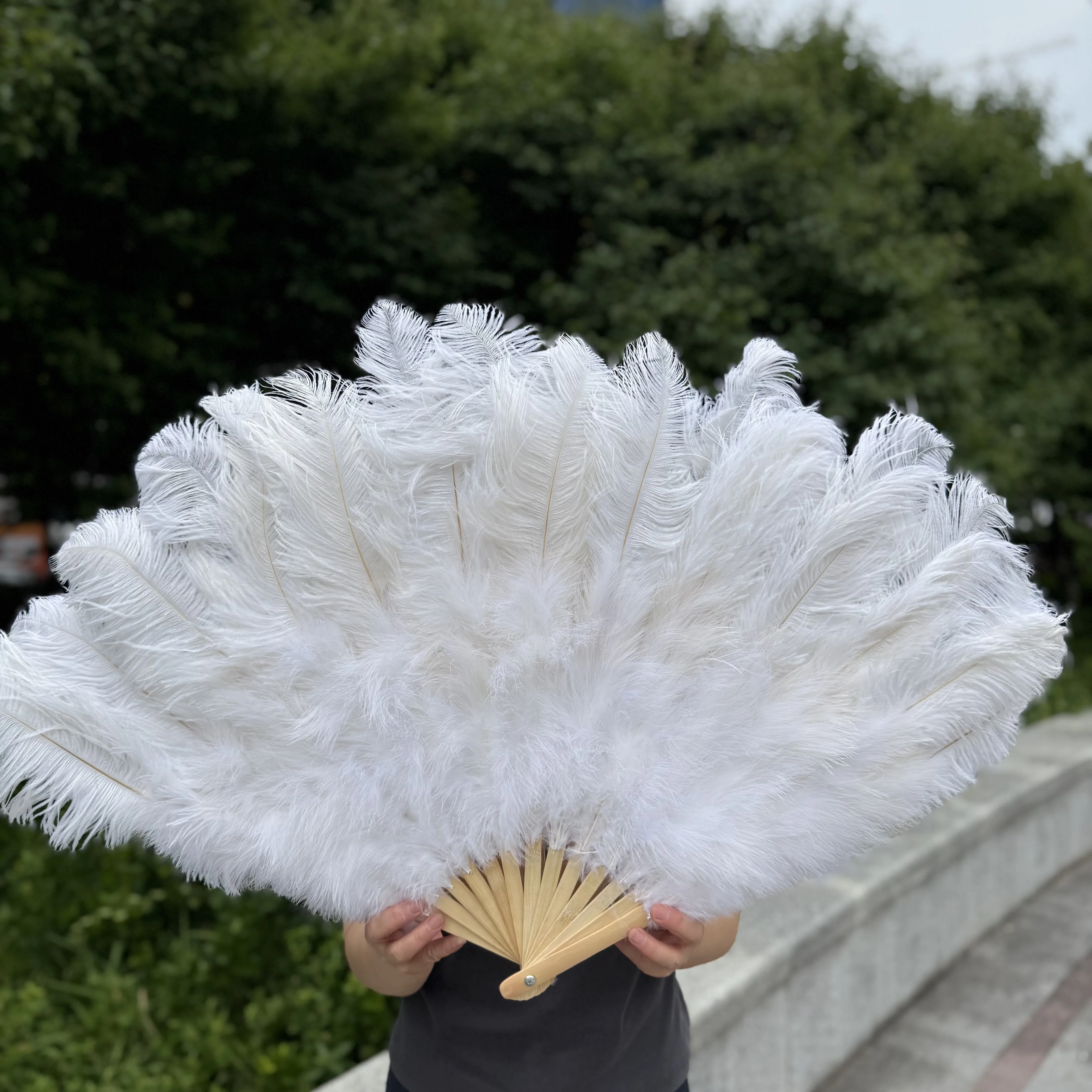 100/130Cm Big Pink Ostrich Feather Dance Fans Foldable Hand Held Plume Fan Decorate Halloween Party Belly Craft Accessories