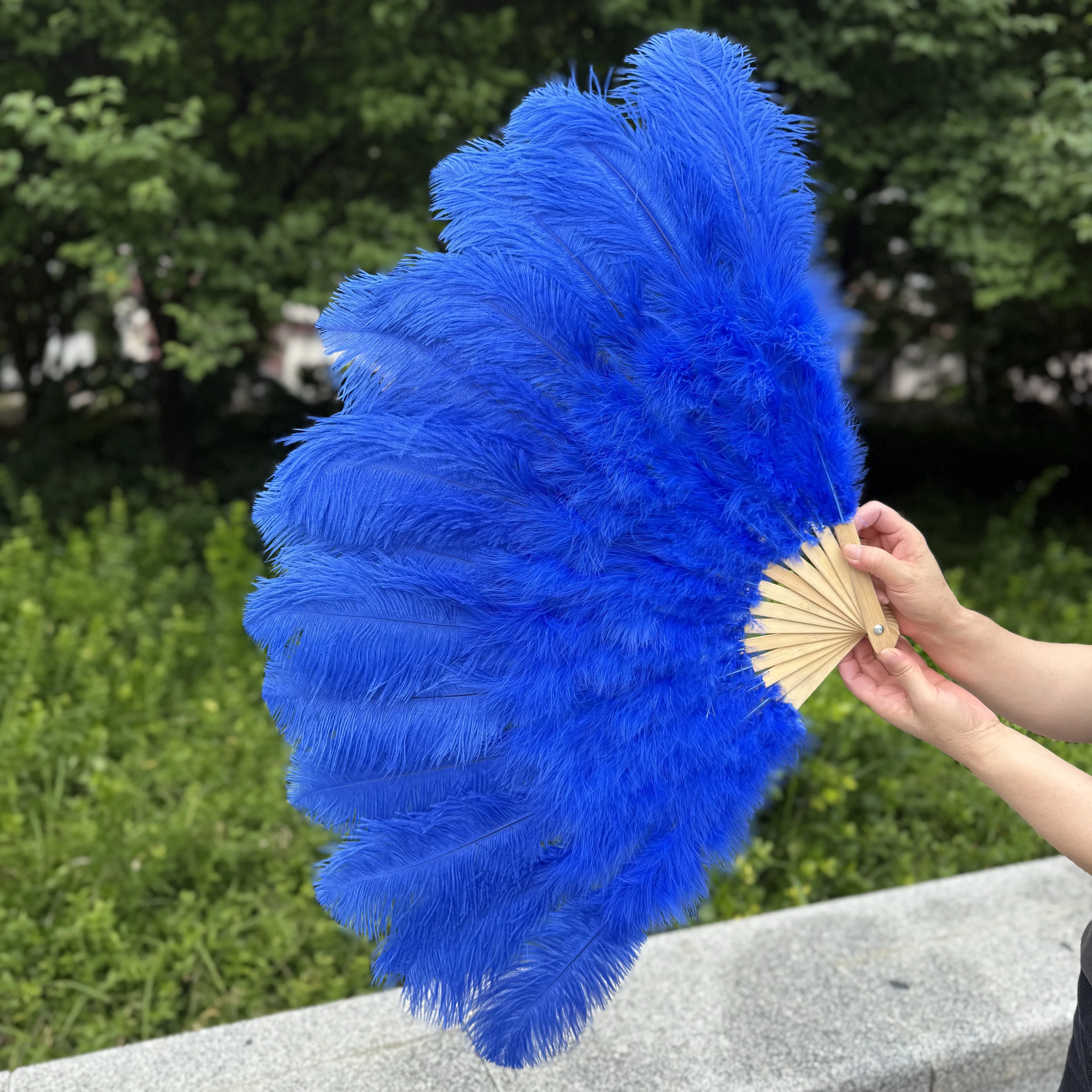 100/130Cm Big Pink Ostrich Feather Dance Fans Foldable Hand Held Plume Fan Decorate Halloween Party Belly Craft Accessories
