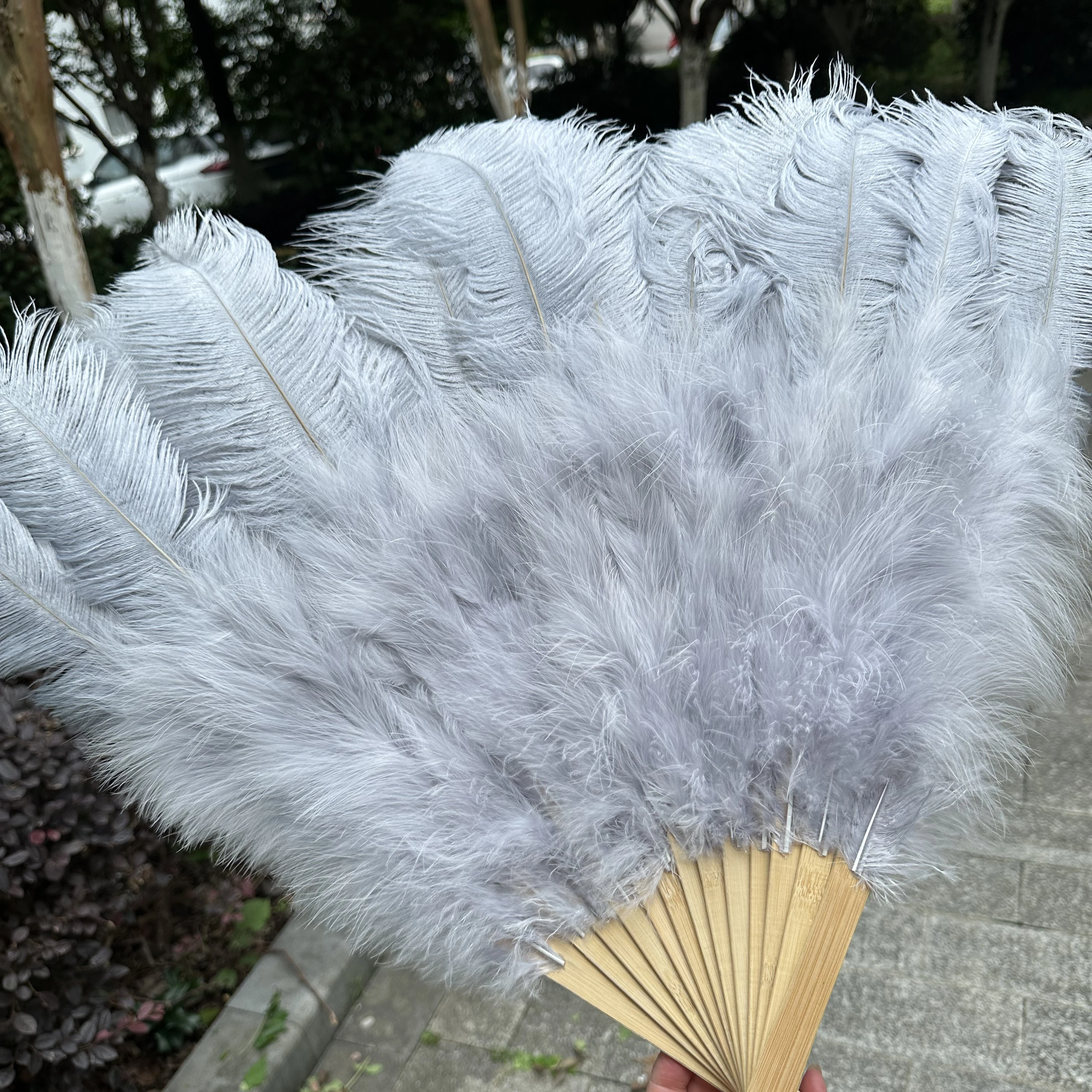 100/130Cm Big Pink Ostrich Feather Dance Fans Foldable Hand Held Plume Fan Decorate Halloween Party Belly Craft Accessories