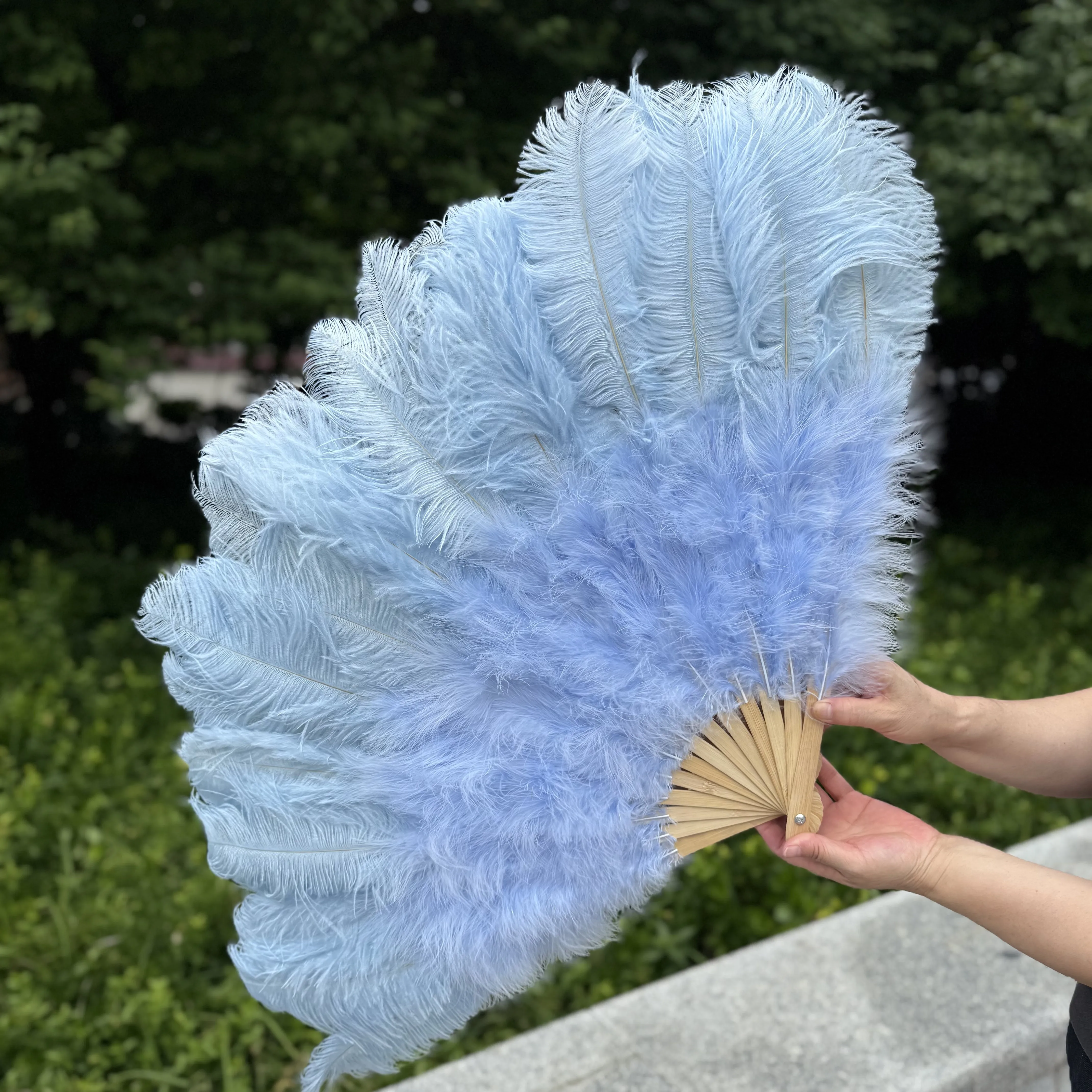100/130Cm Big Pink Ostrich Feather Dance Fans Foldable Hand Held Plume Fan Decorate Halloween Party Belly Craft Accessories
