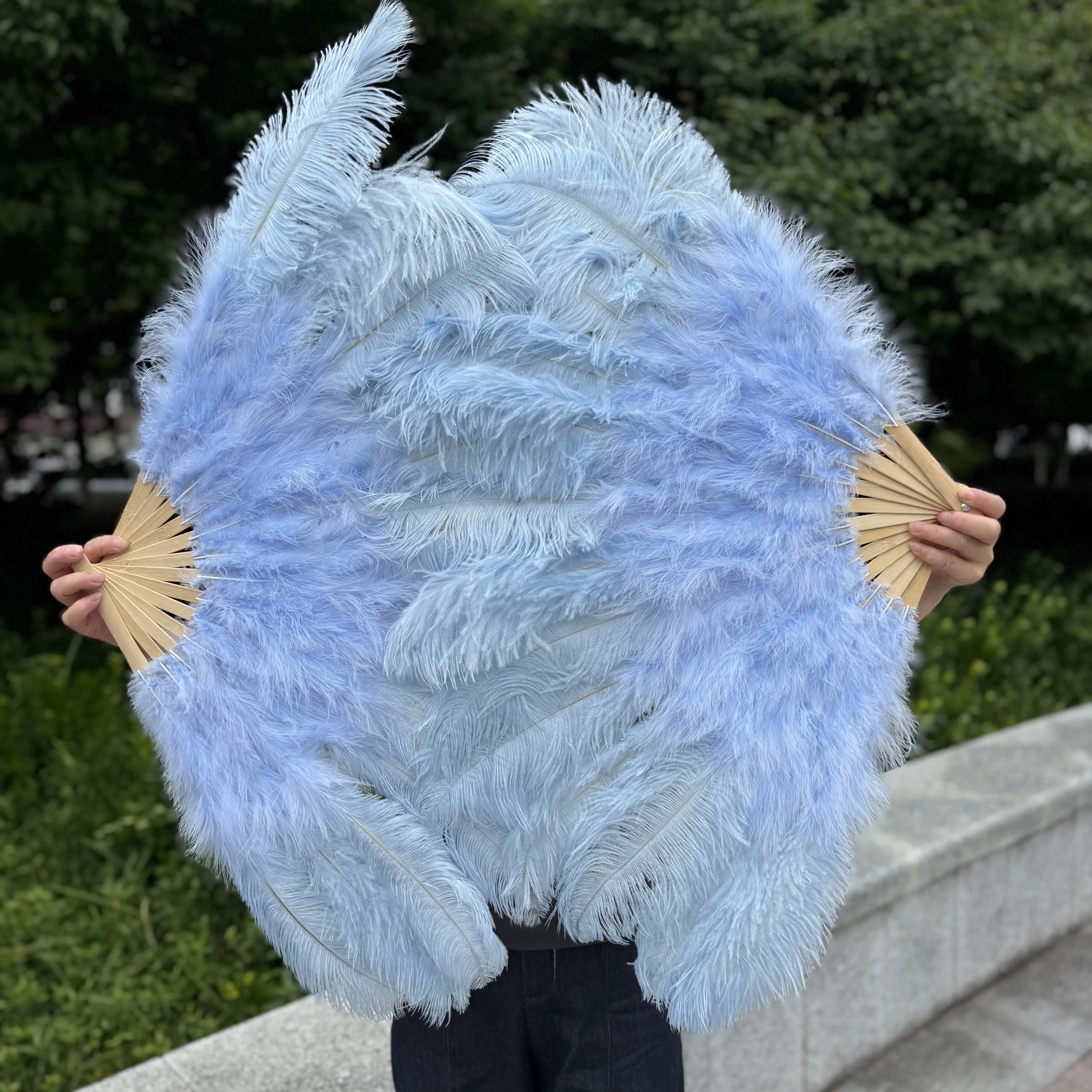 100/130Cm Big Pink Ostrich Feather Dance Fans Foldable Hand Held Plume Fan Decorate Halloween Party Belly Craft Accessories