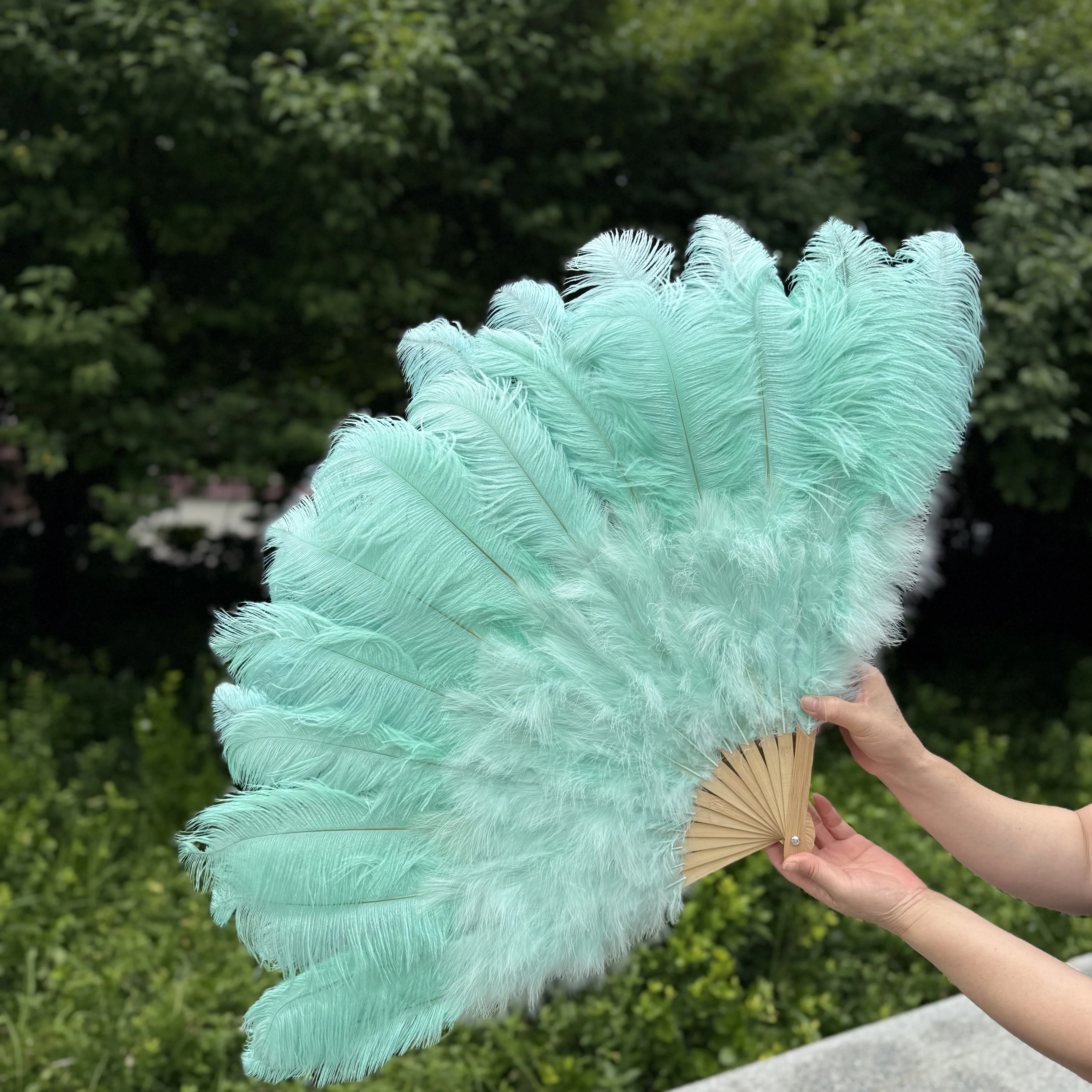 100/130Cm Big Pink Ostrich Feather Dance Fans Foldable Hand Held Plume Fan Decorate Halloween Party Belly Craft Accessories