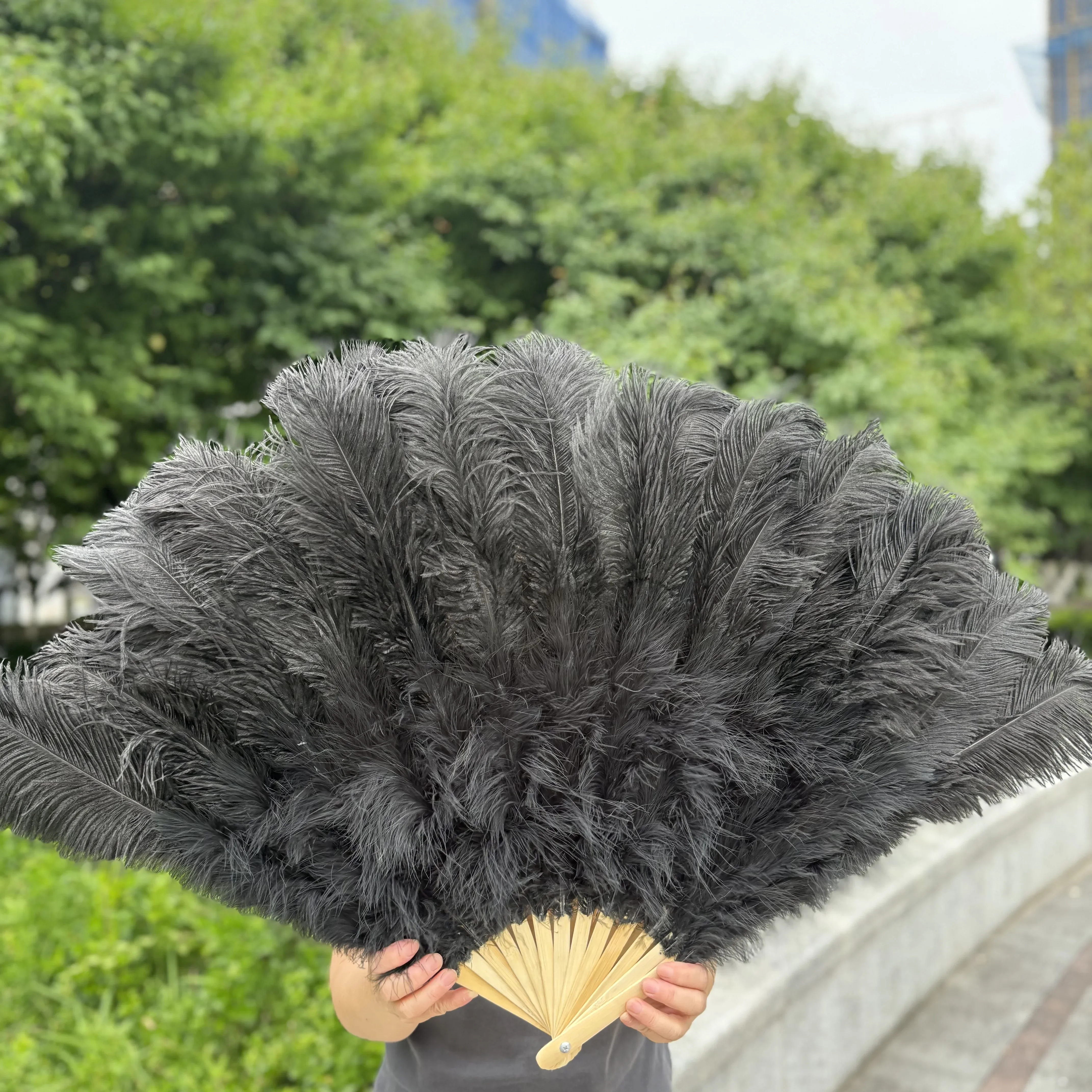100/130Cm Big Pink Ostrich Feather Dance Fans Foldable Hand Held Plume Fan Decorate Halloween Party Belly Craft Accessories