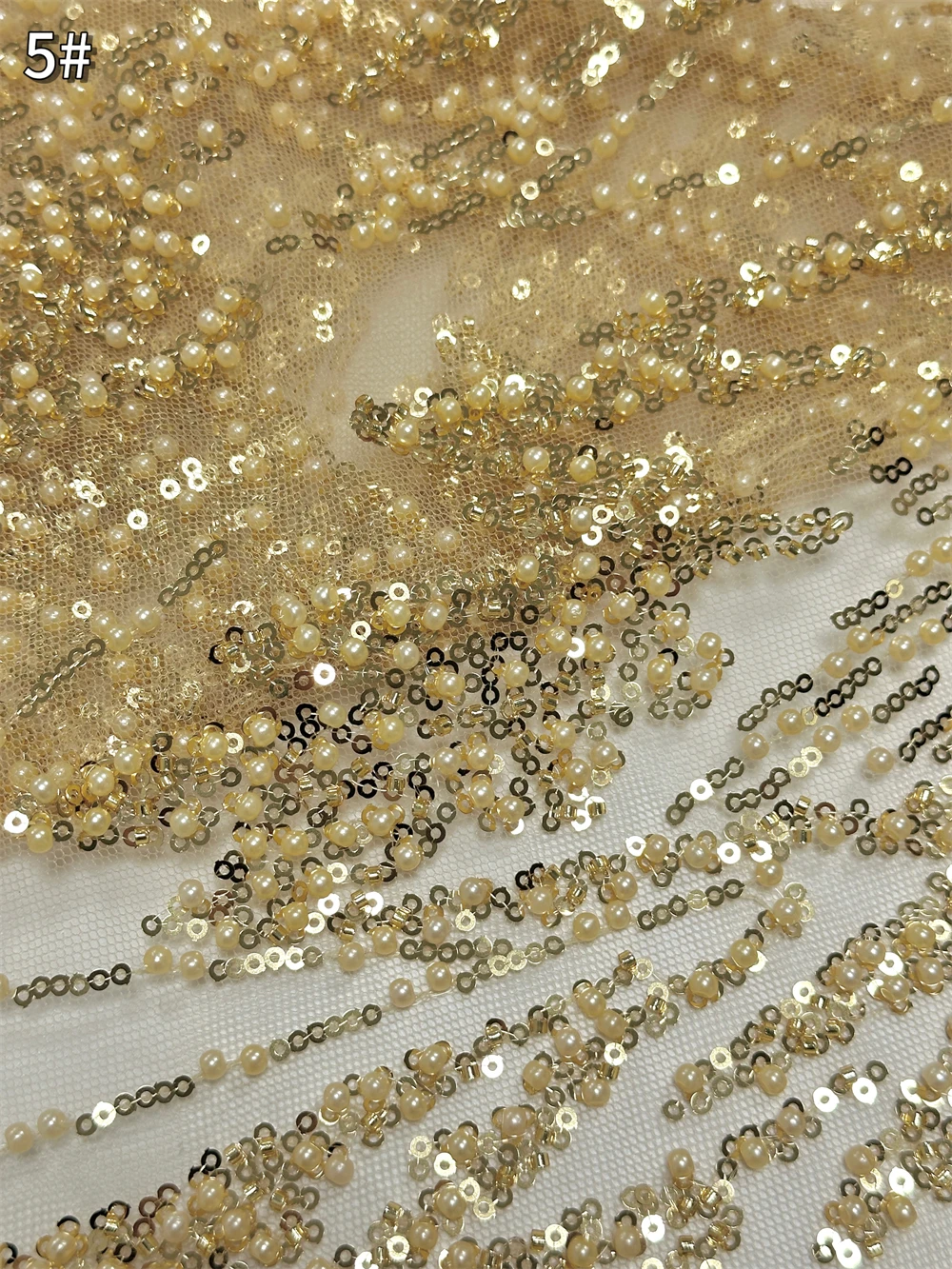 Green Sequin Lace Fabric African Fabric Lace Wedding Dress 2026 Luxury Gold Beaded Lace French Mesh Sequence for Sewing